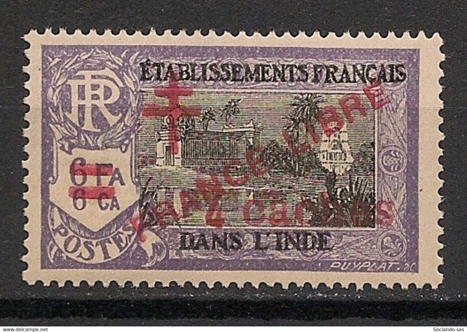 INDE - 1943 - N°YT. 201 - 4ca Sur 6fa 6ca - France Libre - Neuf Luxe ** / MNH / Postfrisch - Ungebraucht