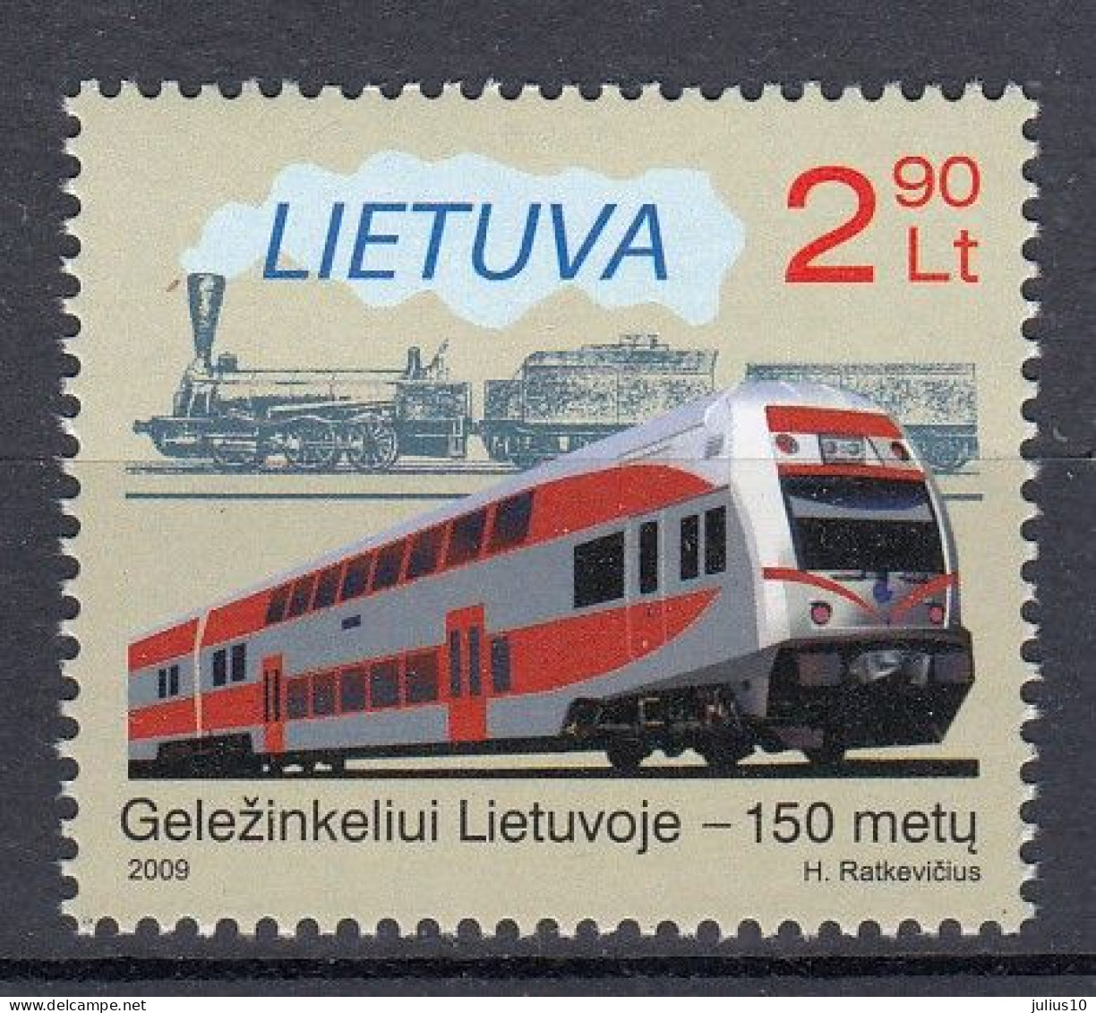 LITHUANIA 2009 Train MNH(**) Mi 1019 #Lt917 - Lithuania