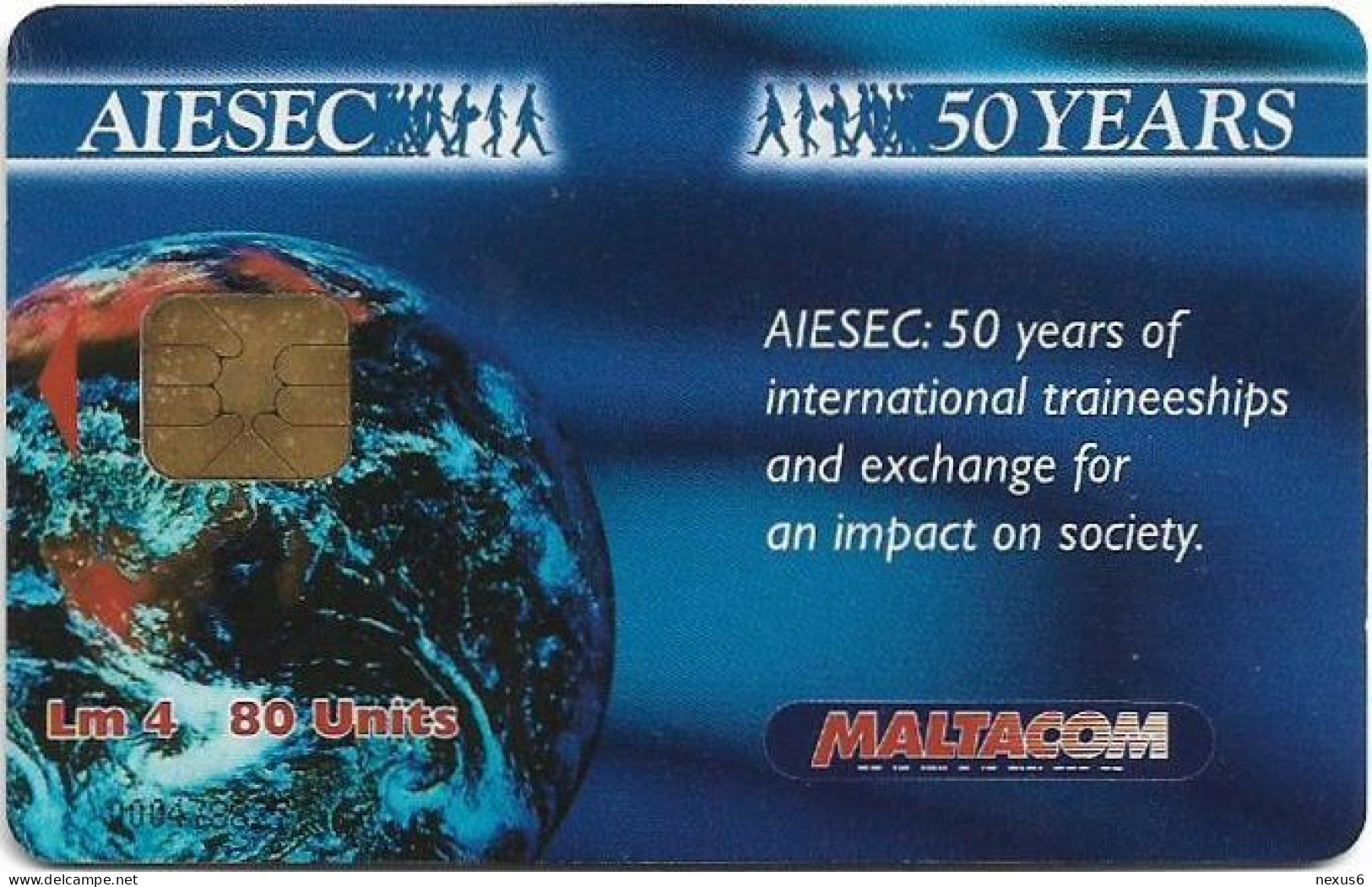 Malta - Maltacom - AIESEC 50 Years, 03.1999, 80U, 10.000ex, Used - Malte