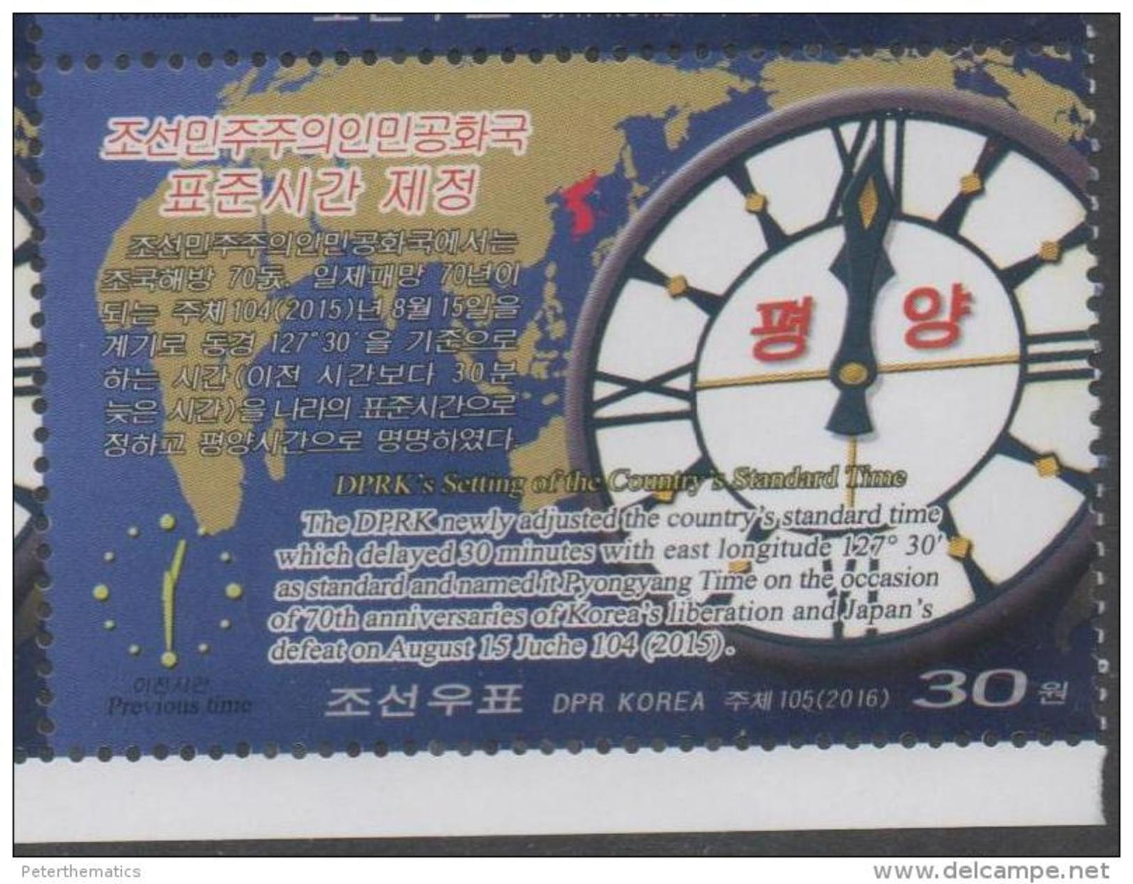 CLOCKS, 2016, MNH, ADJUSTMENT OF STANDARD TIME TO MARK LIBERATION AND DEFEAT OF JAPANESE AGGRESSION,1v - Orologeria
