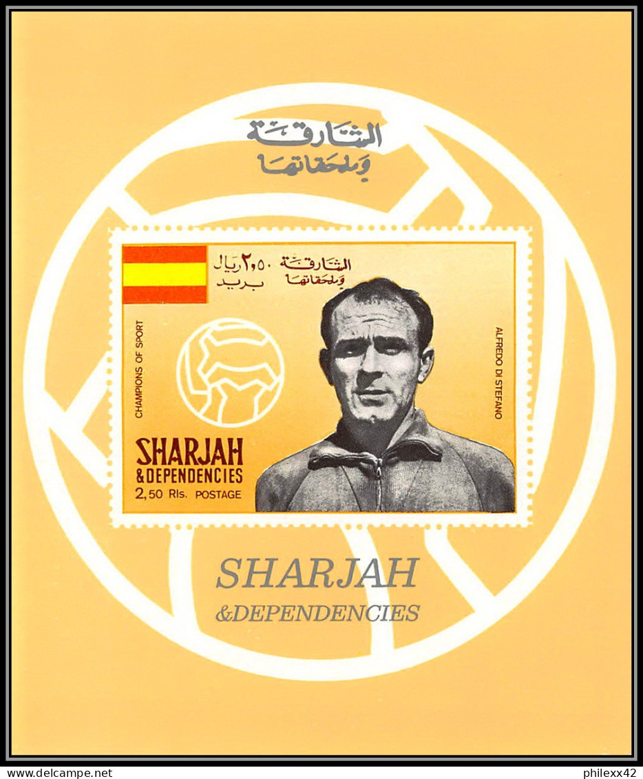 Sharjah - 2253 N°503/508 B di stefano puskas Football players soccer ** MNH deluxe miniature sheet Non dentelé imperf
