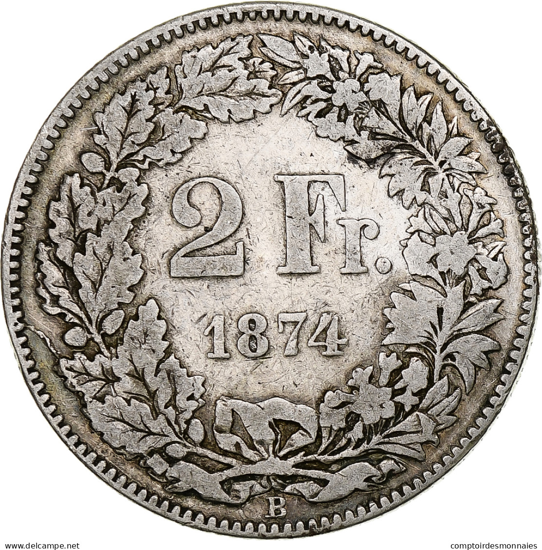 Suisse, 2 Francs, Helvetia, 1874, Bern, Argent, TB+, KM:21 - Otros & Sin Clasificación