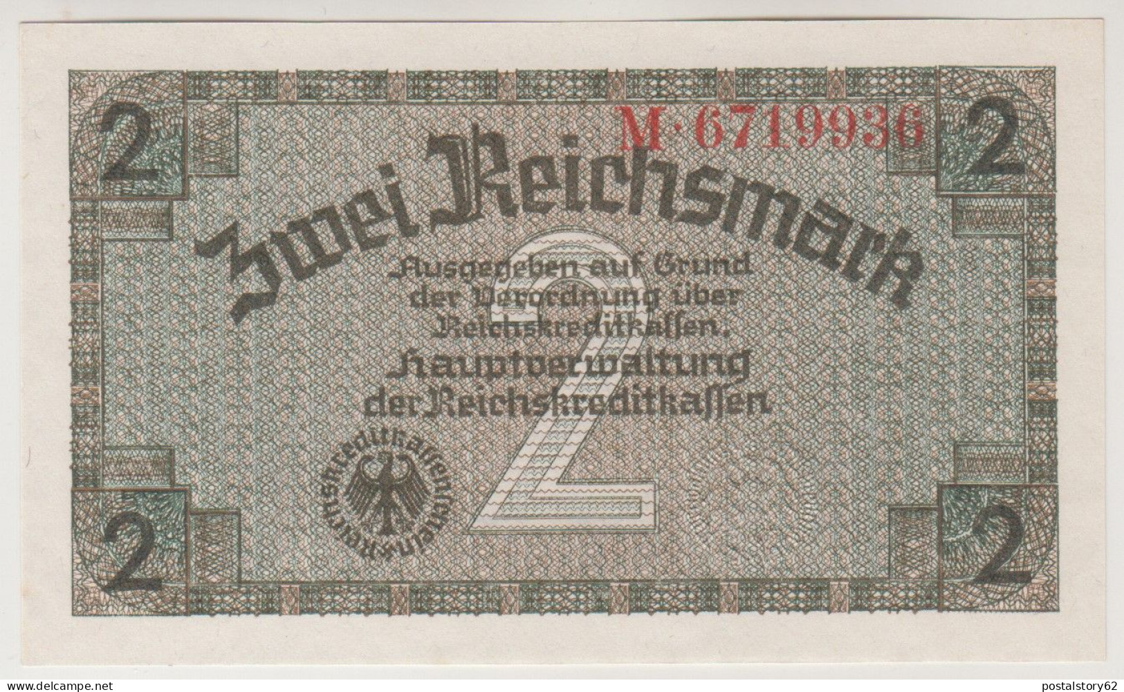 Germania, Banconota D'Occupazione - 2 Reichsmark 1943 FDS - Autres & Non Classés