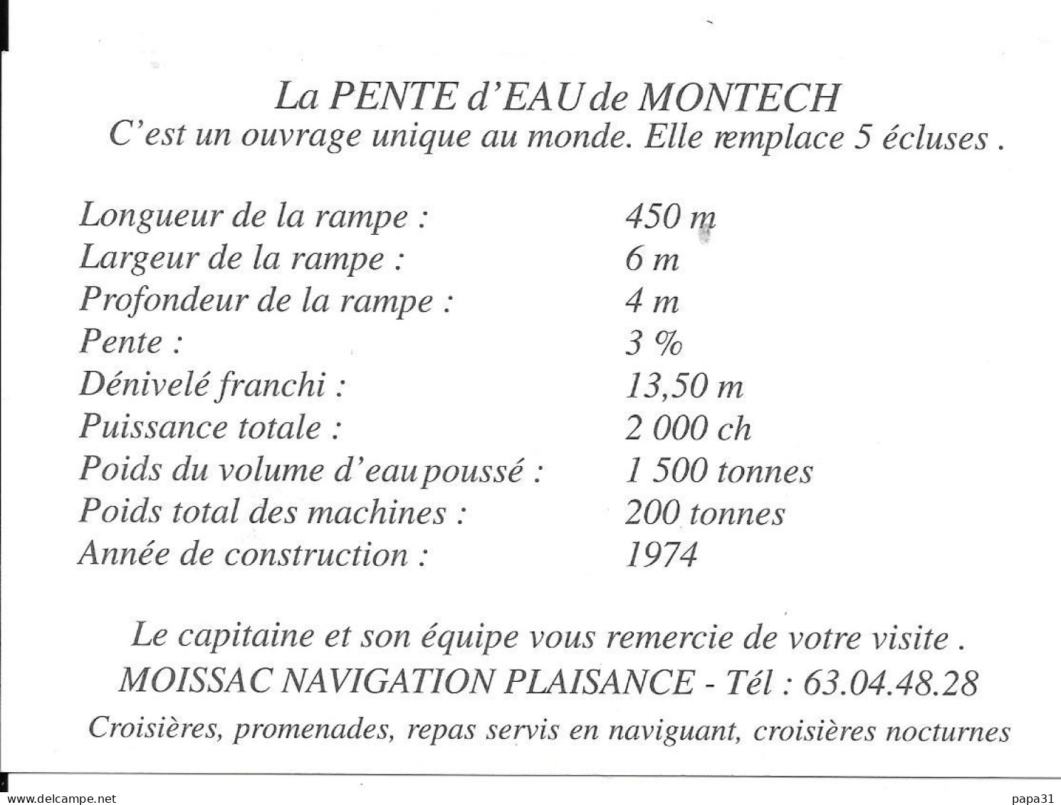 LA PENTE D'EAU De MONTECH - Other & Unclassified