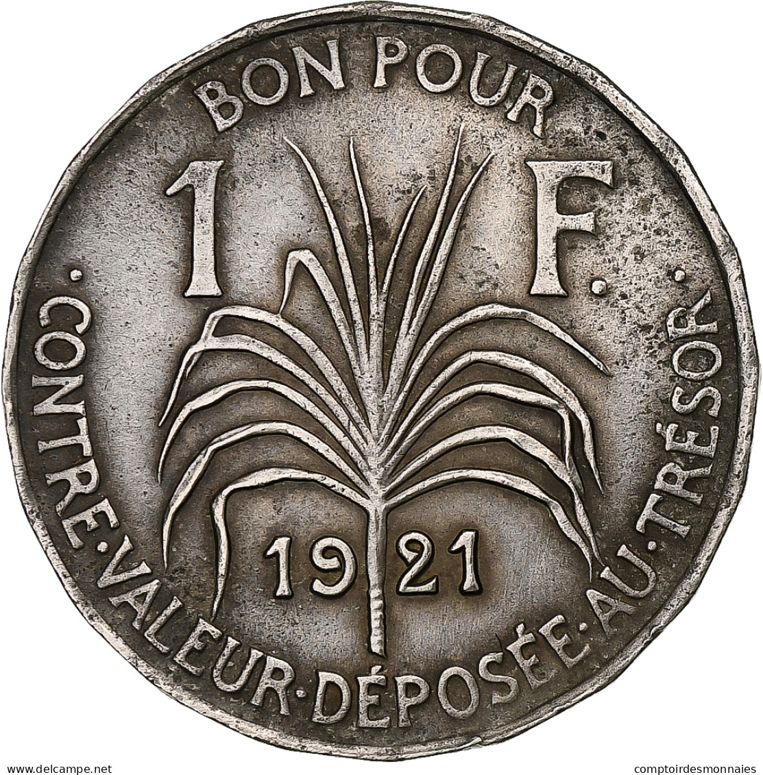 Guadeloupe, Franc, 1921, Paris, Cupro-nickel, TTB, KM:46 - Otros & Sin Clasificación