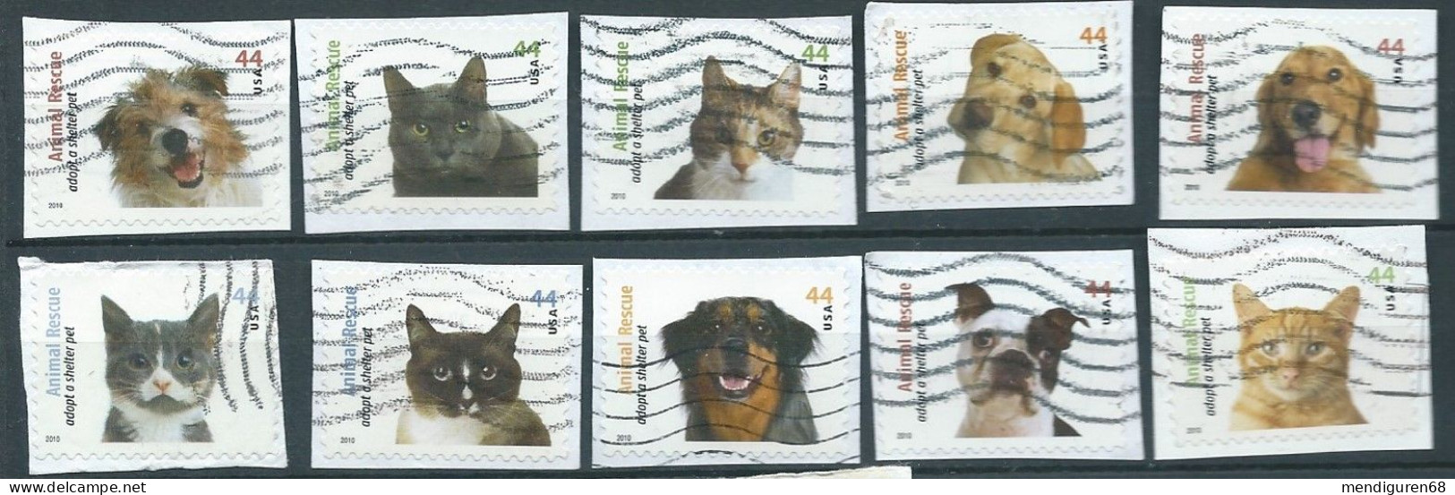 VERINIGTE STAATEN ETATS UNIS USA 2010 ANIMAL RESCUE ADOPT SET 10V USED PAPER SC 4451-60 YT 4272-81 MI 4611-20 SG 5038-47 - Used Stamps