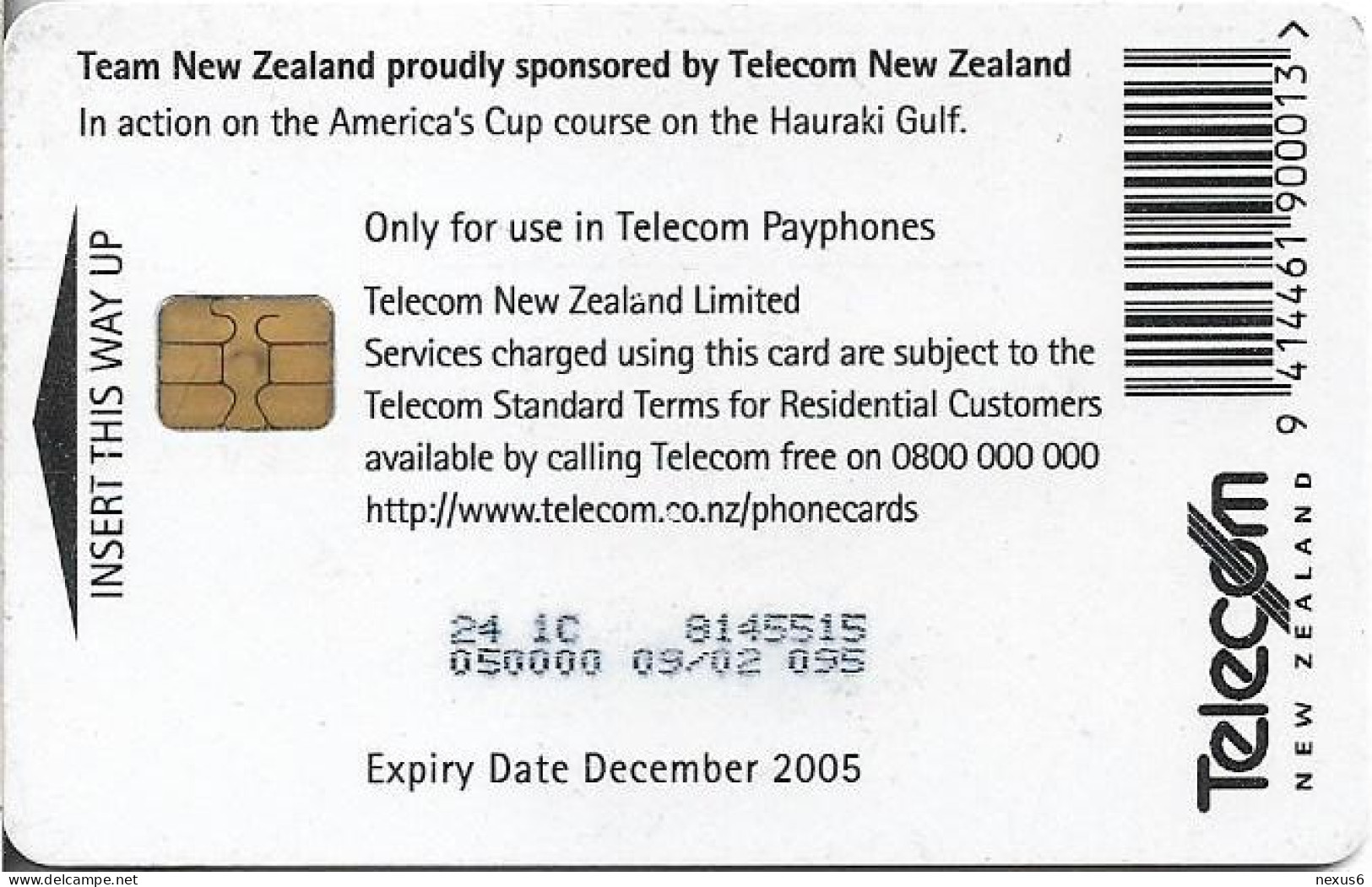 New Zealand - NZT (Chip) - General Cards 2002 Americas Cup - Yacht, 09.2002, 10$, 50.000ex, Used - New Zealand