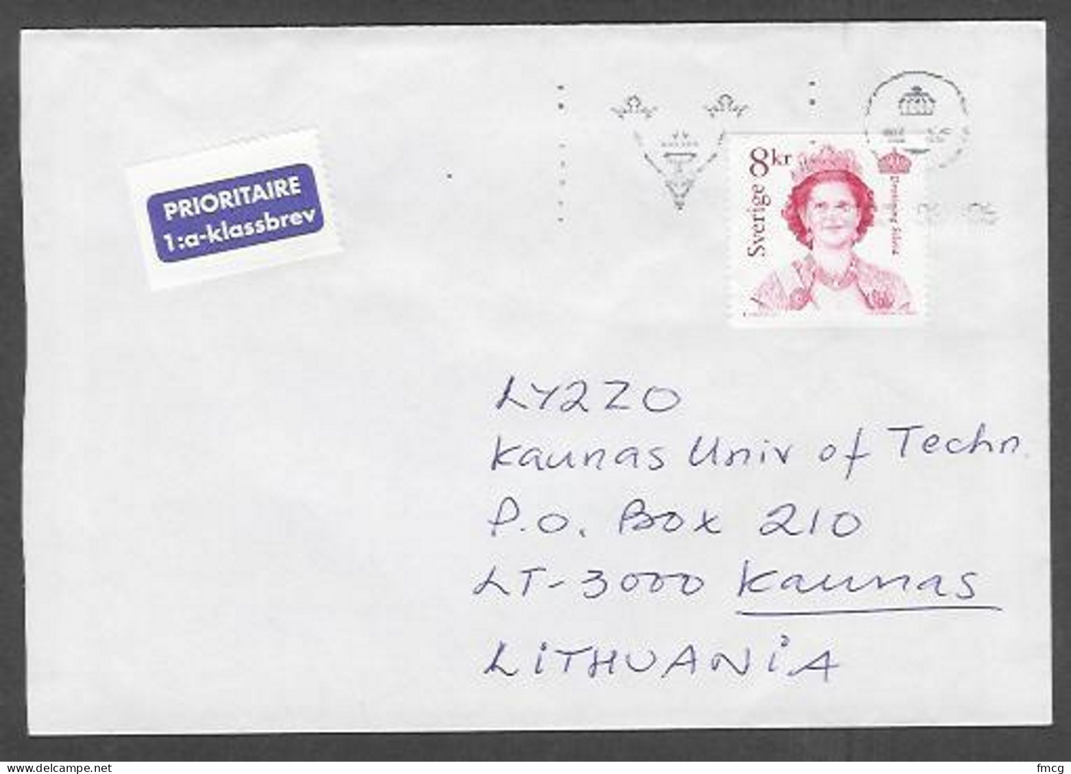 8 Kr Queen Sivia On Cover To Kaunas Lithuania - Covers & Documents