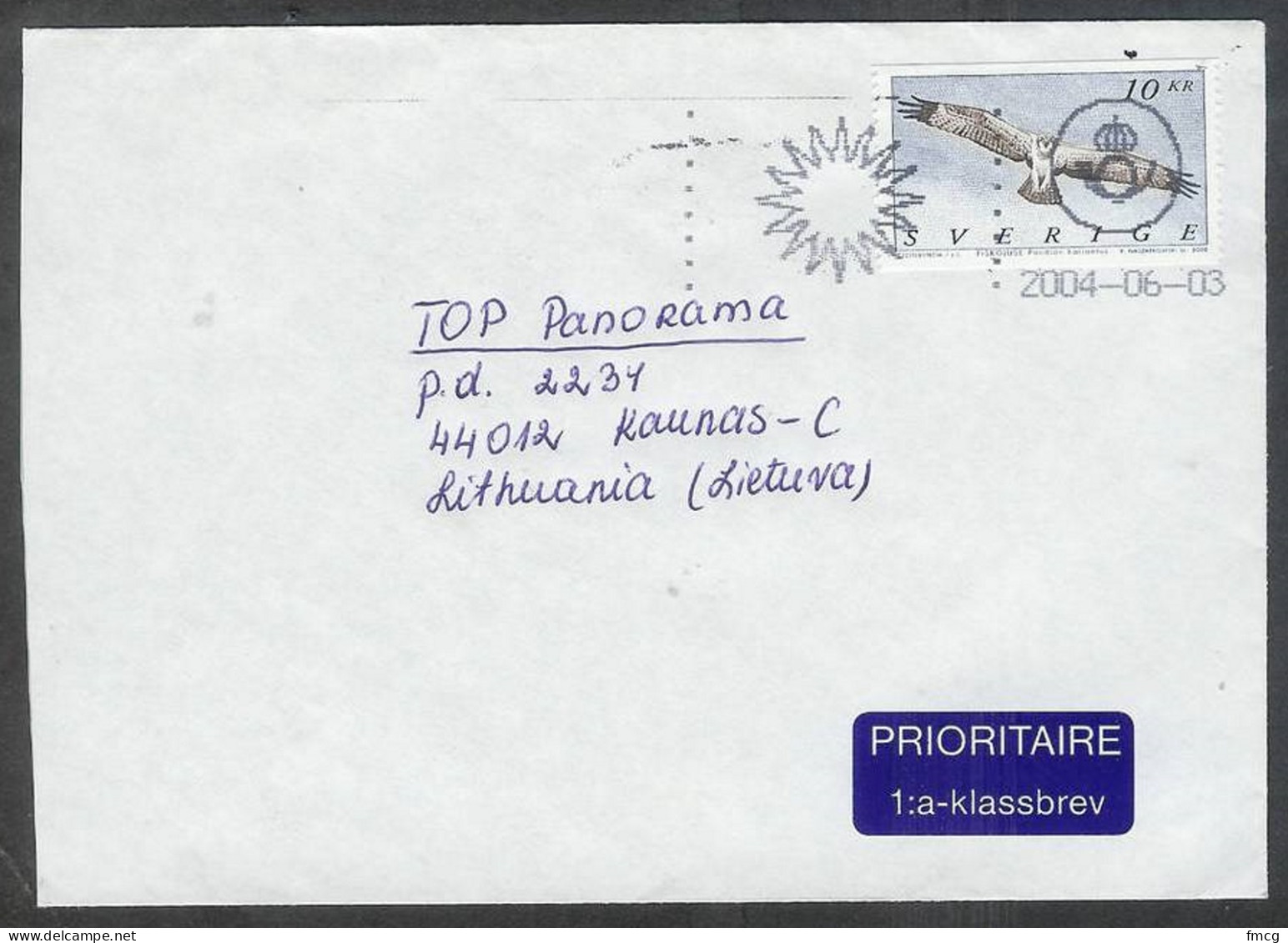 2004-06-03 Pandion Haliaetus Bird, To Lithuania - Covers & Documents