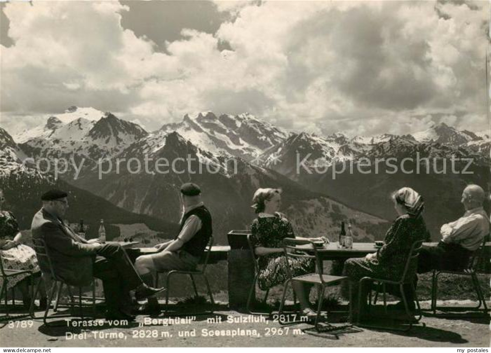 73096676 Hochjoch Terrasse Vom Berghuesli Mit Sulzfluh Drei-Tuerme Scesaplana Ho - Sonstige & Ohne Zuordnung