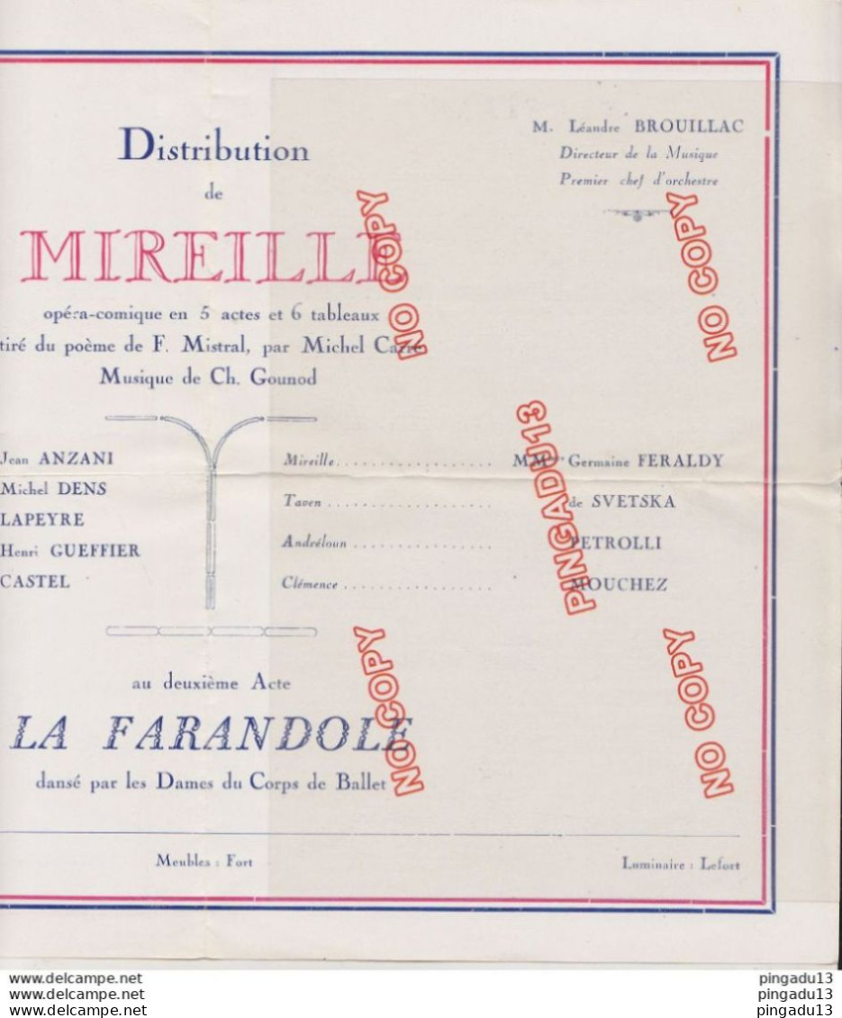 Fixe Etat Français WW2 Toulouse Capitole Fête 1 Er Mai 1941 Opéra Mireille F Mistral Provence Offerte Par Ml Pétain - 1939-45