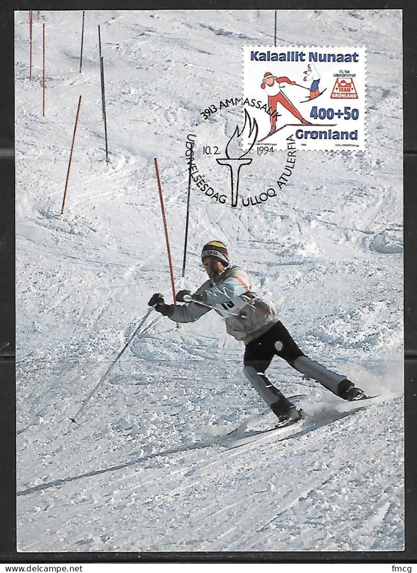 Greenland 1994 Liillehammer Olympics Cancel On Skiing Pc - Lettres & Documents