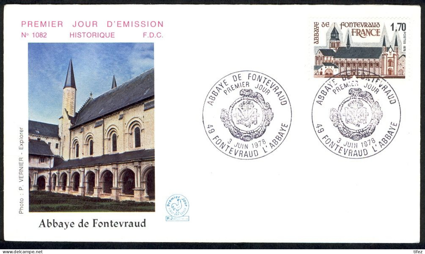 FDC/France/Année 1978 - N°2002 : Abbaye De FONTEVRAUD (1082 - 1970-1979