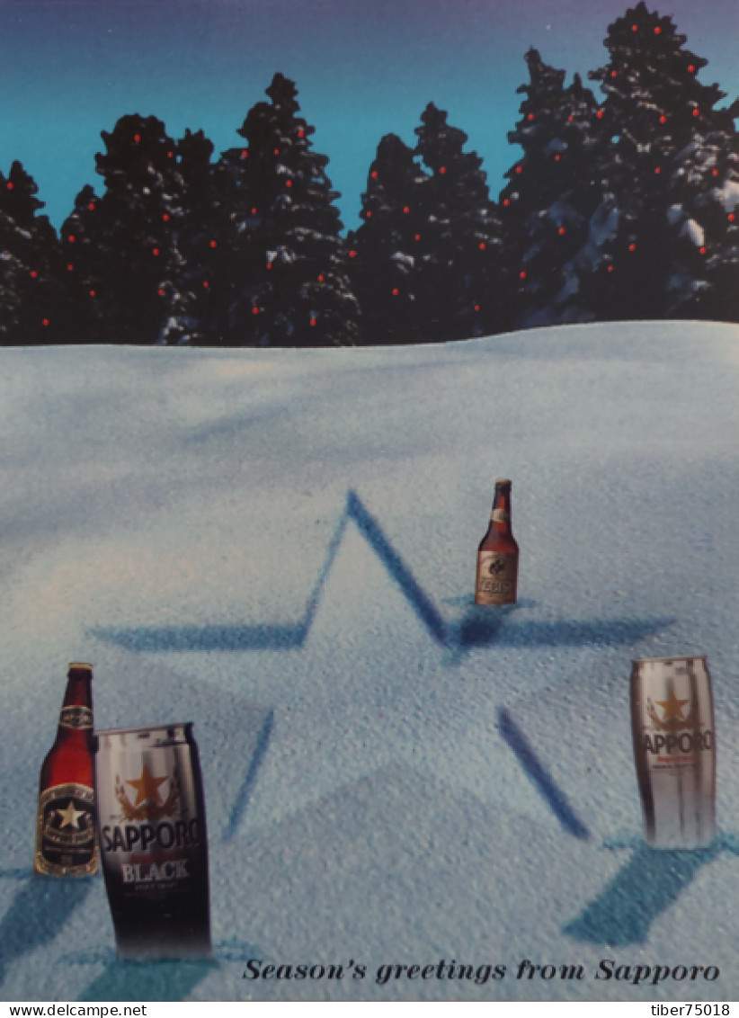 Carte Postale (Tower Records) Sapporo (Beer - Bière - Birra - Bier) Season's Greetings From Sapporo - Publicité