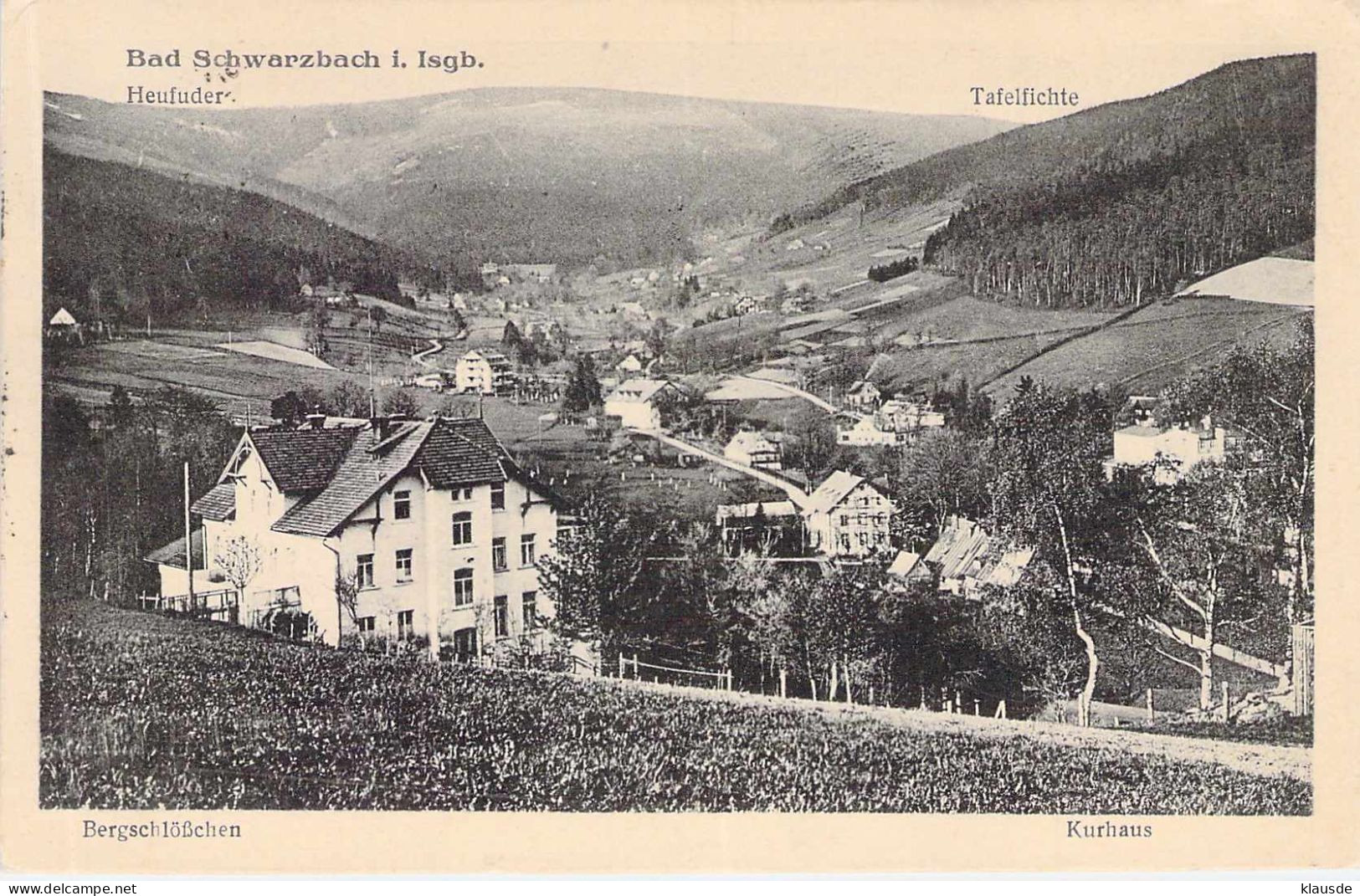 Bad Schwarzbach Im Isgb.- Bergschlösschen,Kurhaus Gel.1926 - Böhmen Und Mähren