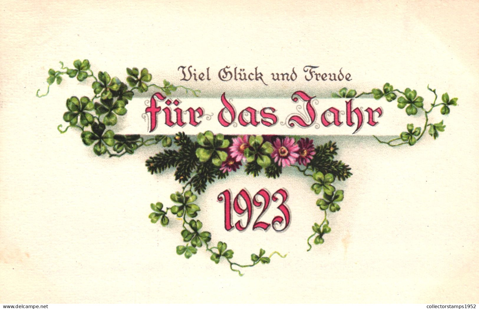 NEW YEAR, HOLIDAY, CELEBRATION, FOUR LEAF CLOVER, SWITZERLAND, POSTCARD - Neujahr