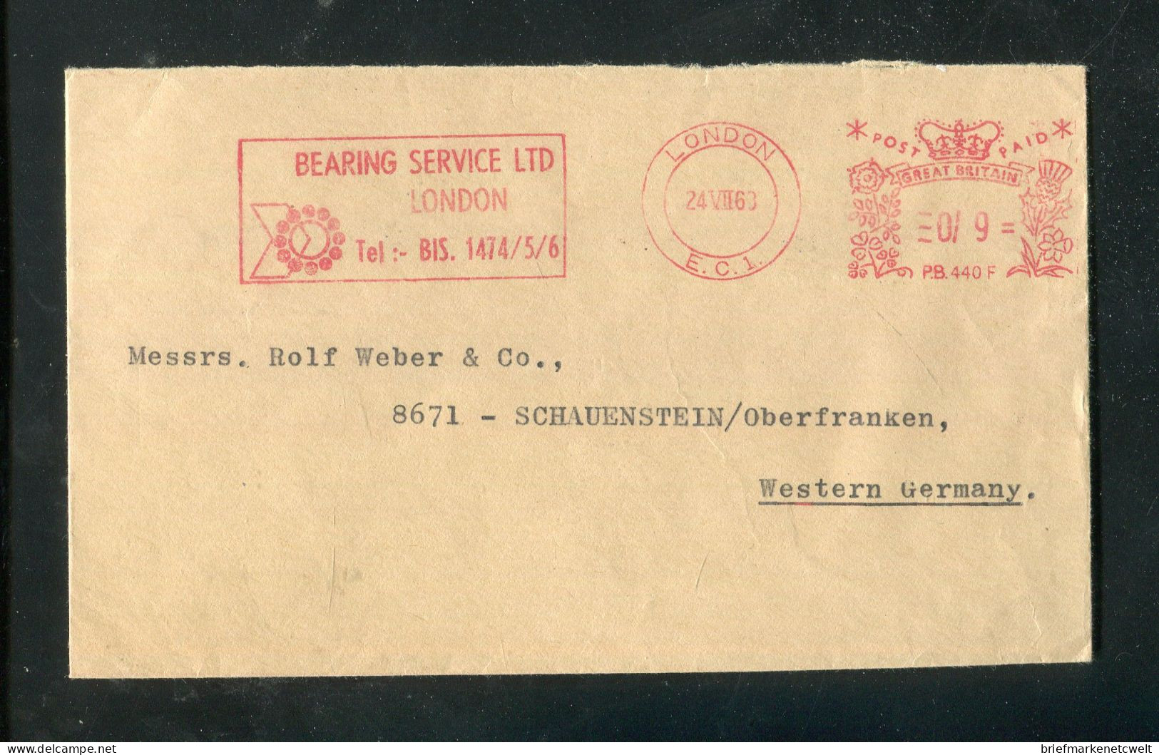 "GROSSBRITANIEN" 1963, Freistempel "LONDON, Bearing Service" Auf Brief Nach Deutschland (B1196) - Brieven En Documenten