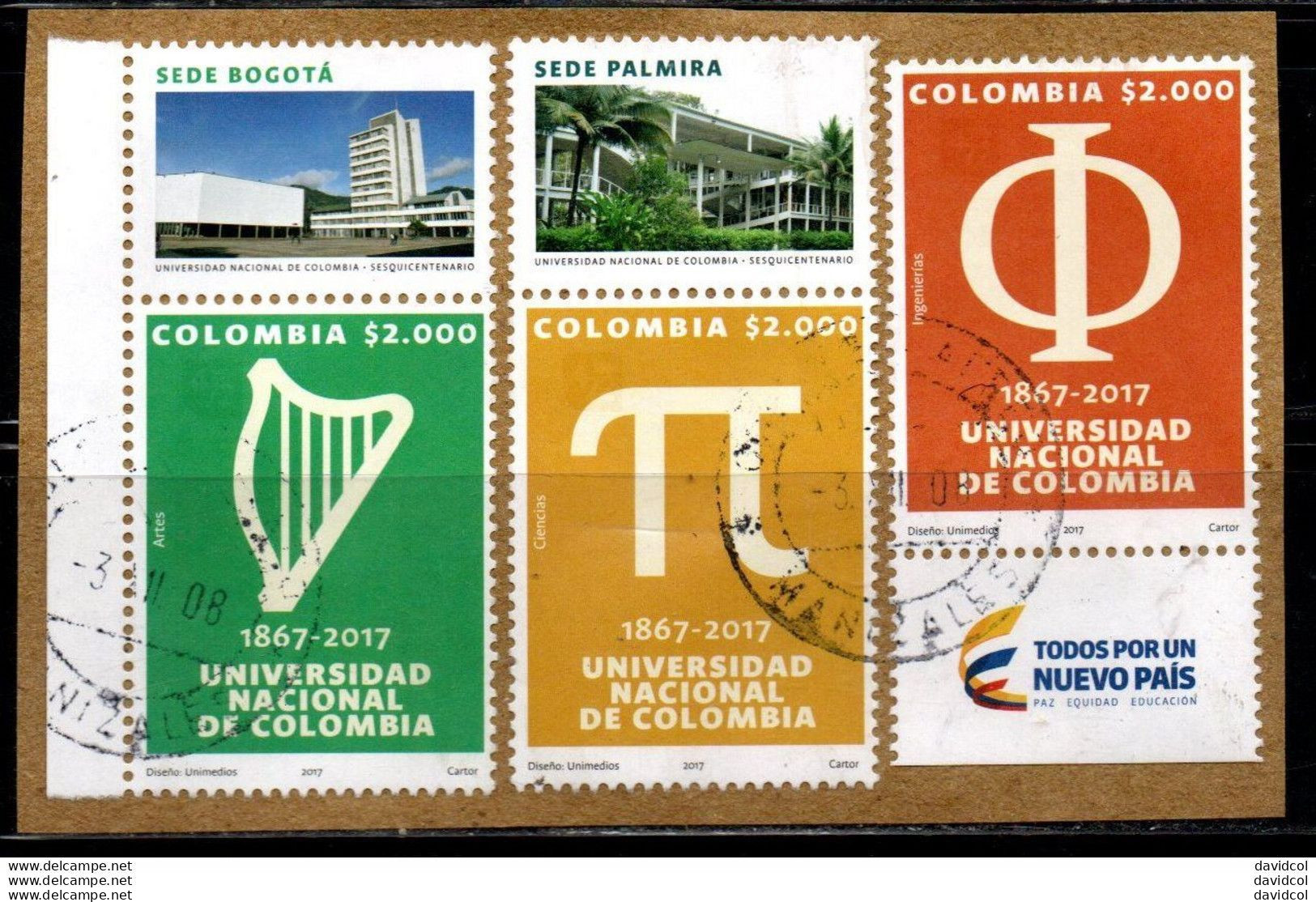 0005N-COLOMBIA- 2017 - USED PIECE - NATIONAL COLOMBIAN UNIVERSITY 150 YEARS. - Kolumbien