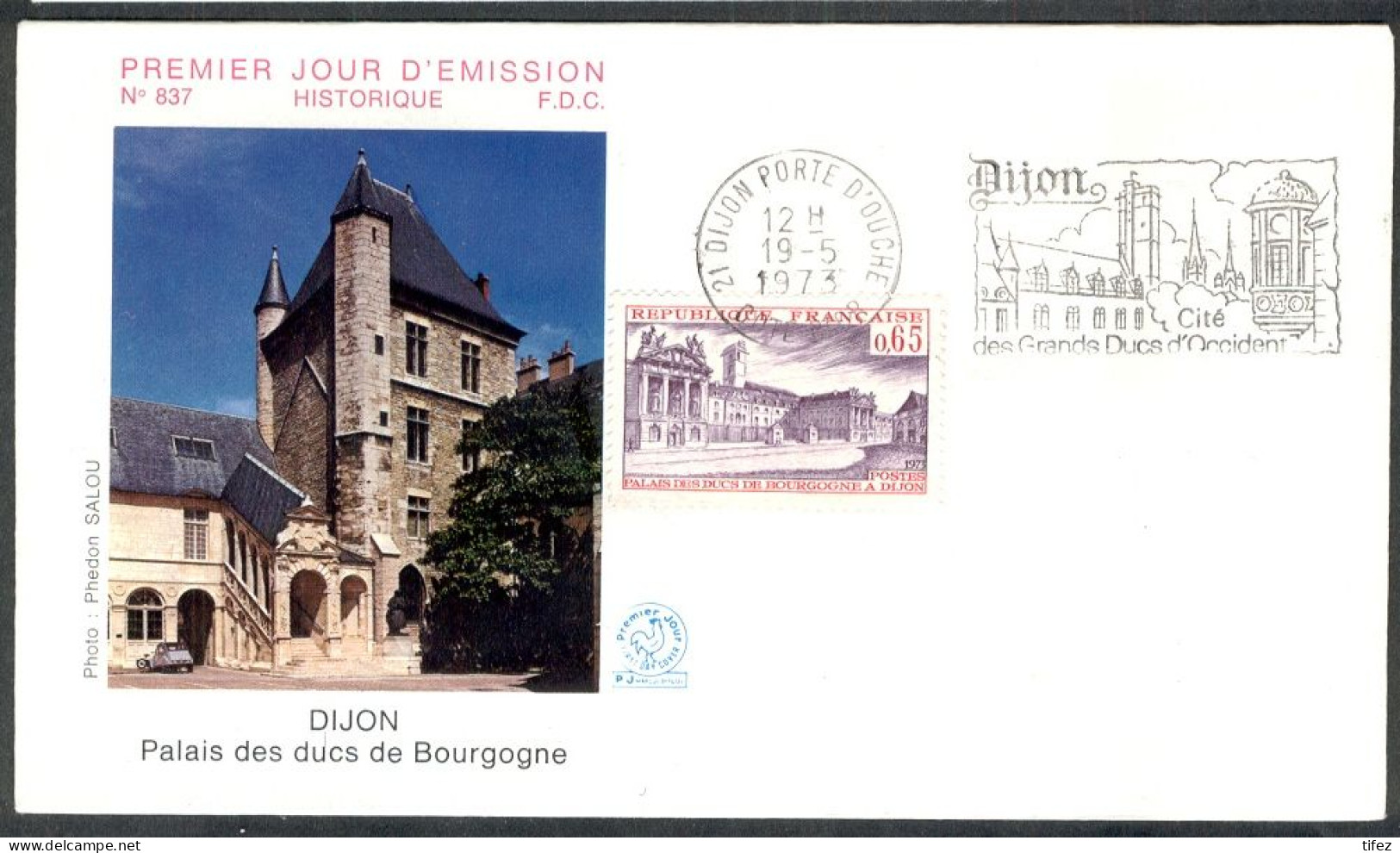 FDC/France/Année 1973 - N°1757 : Palais Des Ducs De BOURGOGNE- Dijon (1) - 1970-1979