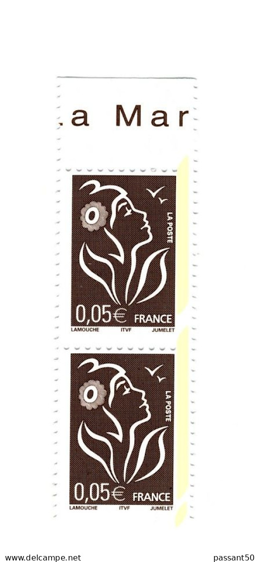 Lamouche 0.05 € ITVF Type II YT 3754b En Paire Haut De Feuille Phospho à Cheval. Voir Scan. Cote Maury 3740 II A > 12 €. - Unused Stamps