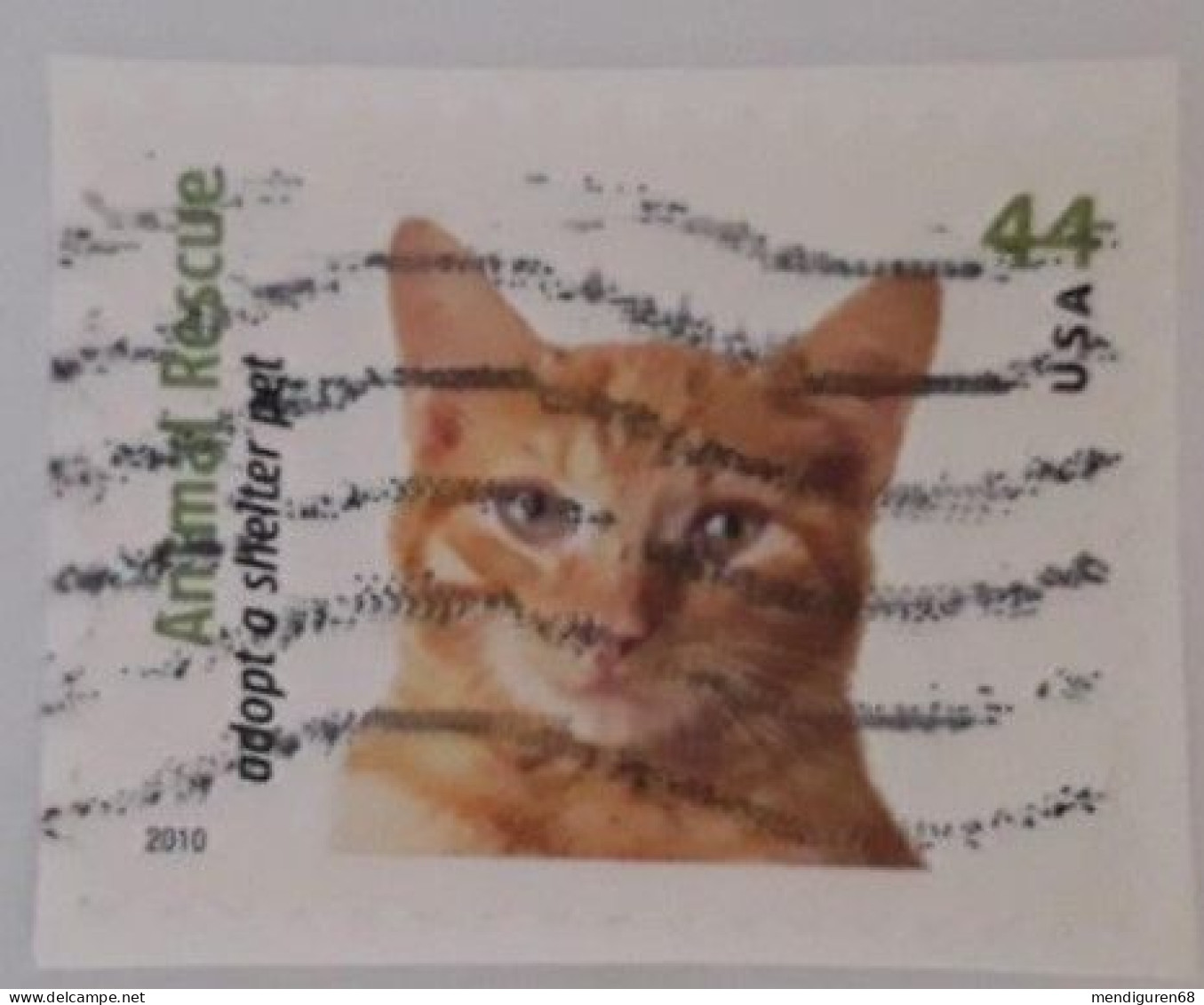 VERINIGTE STAATEN ETATS UNIS USA 2010 ANIMAL RESCUE:ORANGE TABBY CAT 44¢  USED ON PAPER SN 4460 YT 4281 MI 4620 SG 5047 - Usados