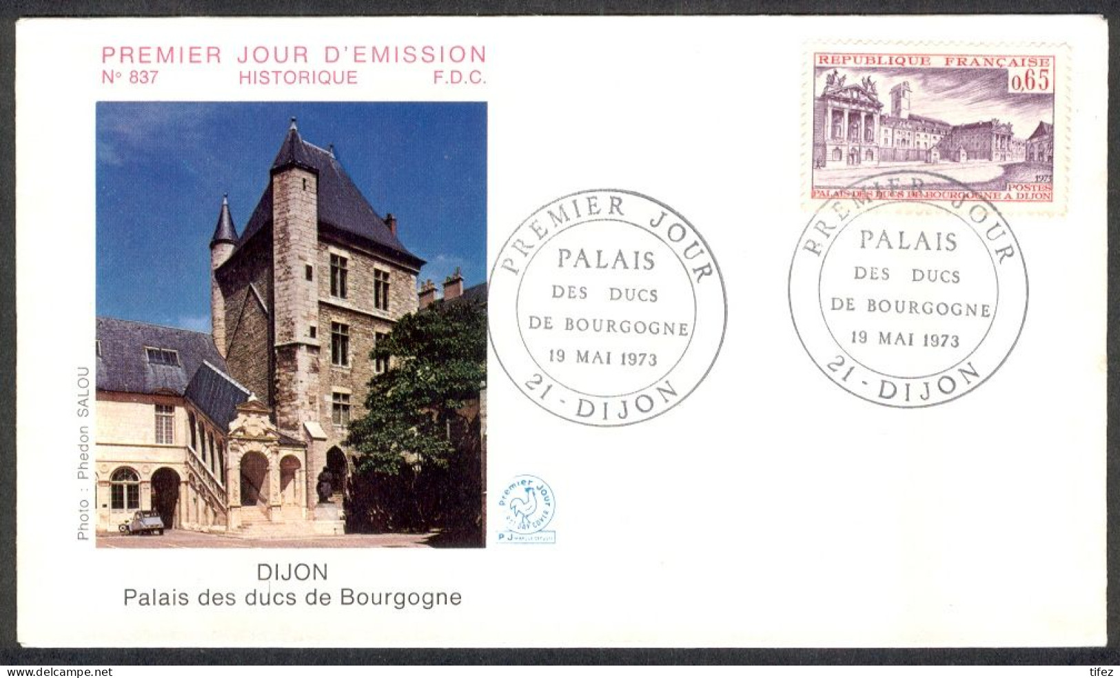 FDC/France/Année 1973 - N°1757 : Palais Des Ducs De BOURGOGNE- Dijon - 1970-1979