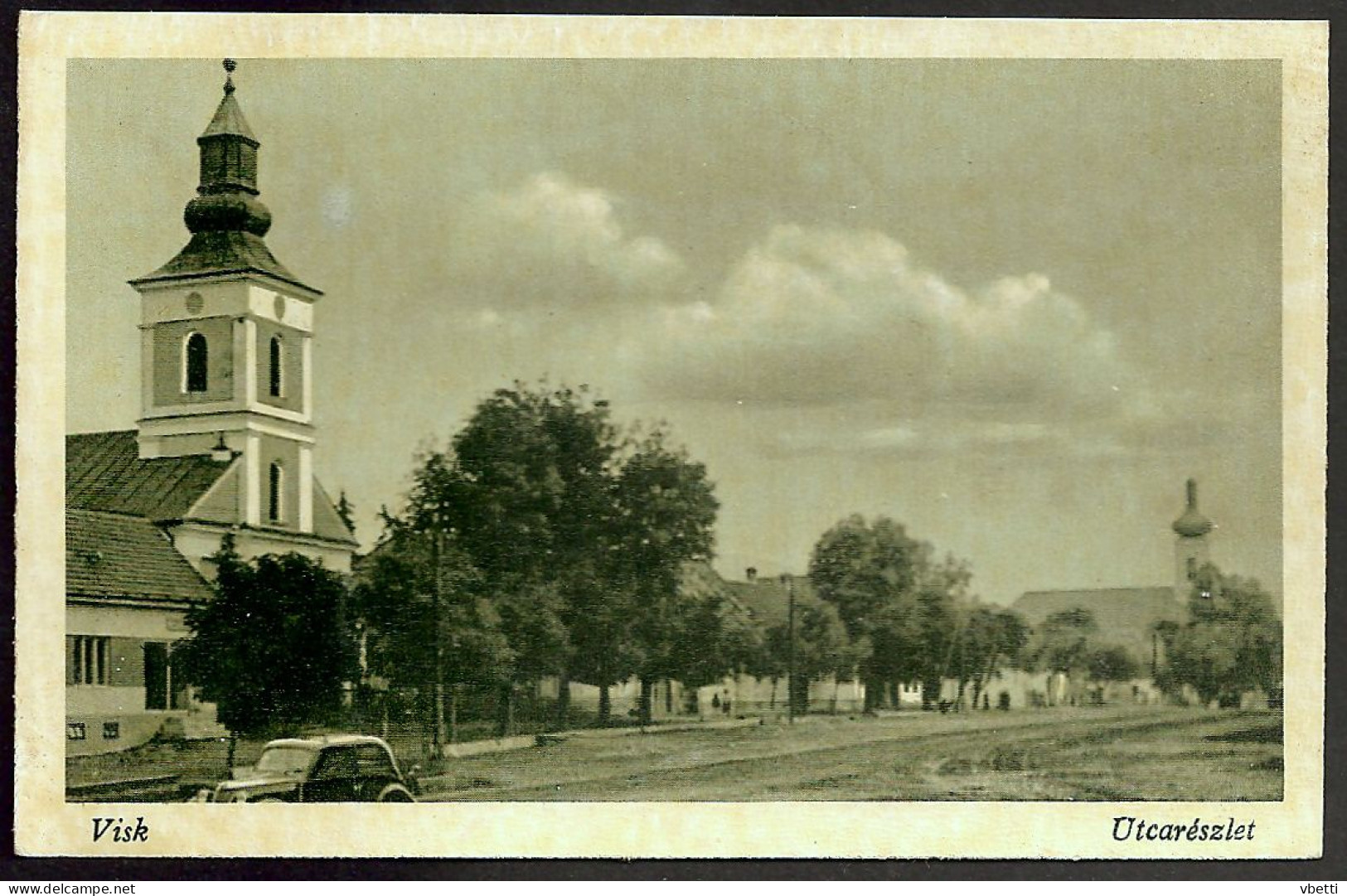 Ukraine / Hungary - Transcarpathia: Visk (Viskove / Viskovo / Viska), Street View With Catholic Church Cca1940 - Ukraine