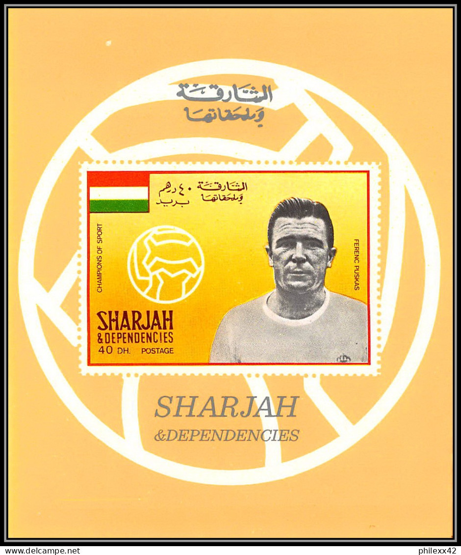Sharjah - 2253 N°503/508 B Di Stefano Puskas Football Players Soccer ** MNH Deluxe Miniature Sheet Non Dentelé Imperf - Ungebraucht