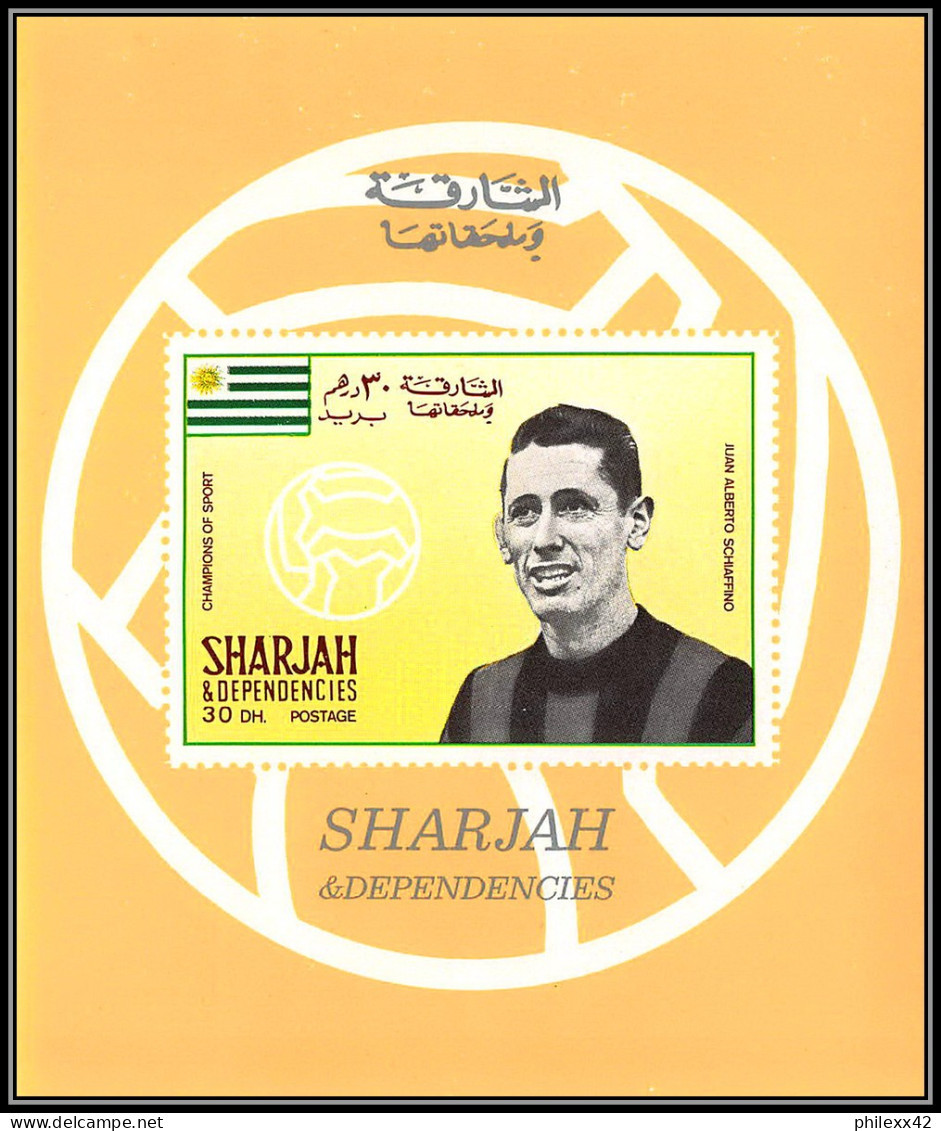 Sharjah - 2253 N°503/508 B Di Stefano Puskas Football Players Soccer ** MNH Deluxe Miniature Sheet Non Dentelé Imperf - Ungebraucht