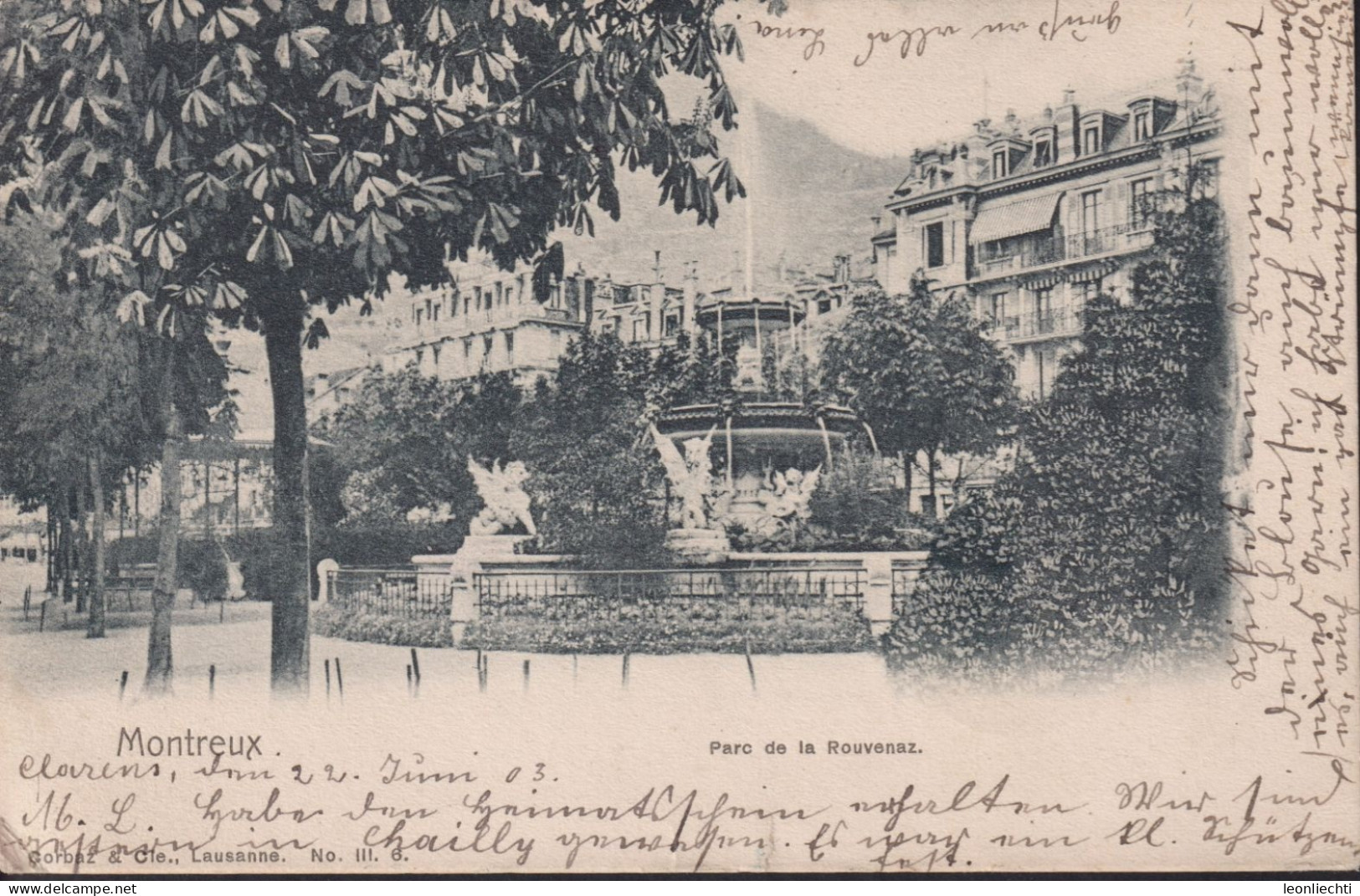 Montreux, Parc De La Rouvenaz ⵙ CLARENS 22.Vll.03, Zum: 65B, Mi: 53Y, Unten Kleiner Riss - Montreux