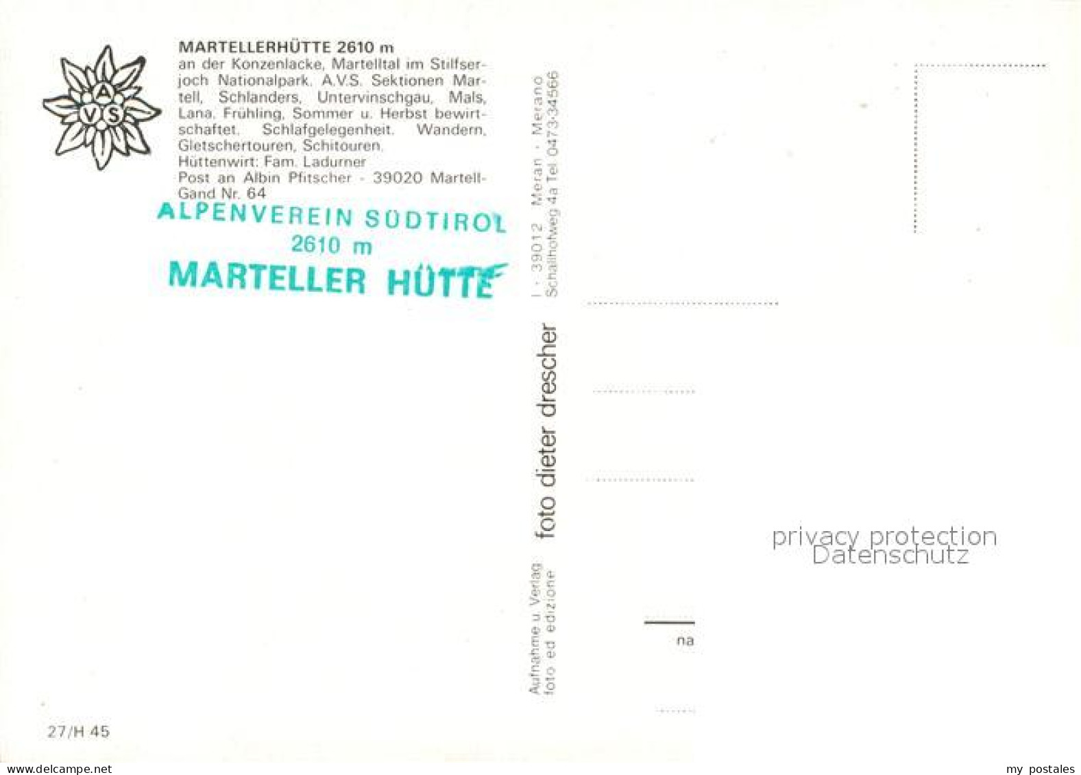 73090901 Martelltal Martellerhuette Martelltal - Autres & Non Classés