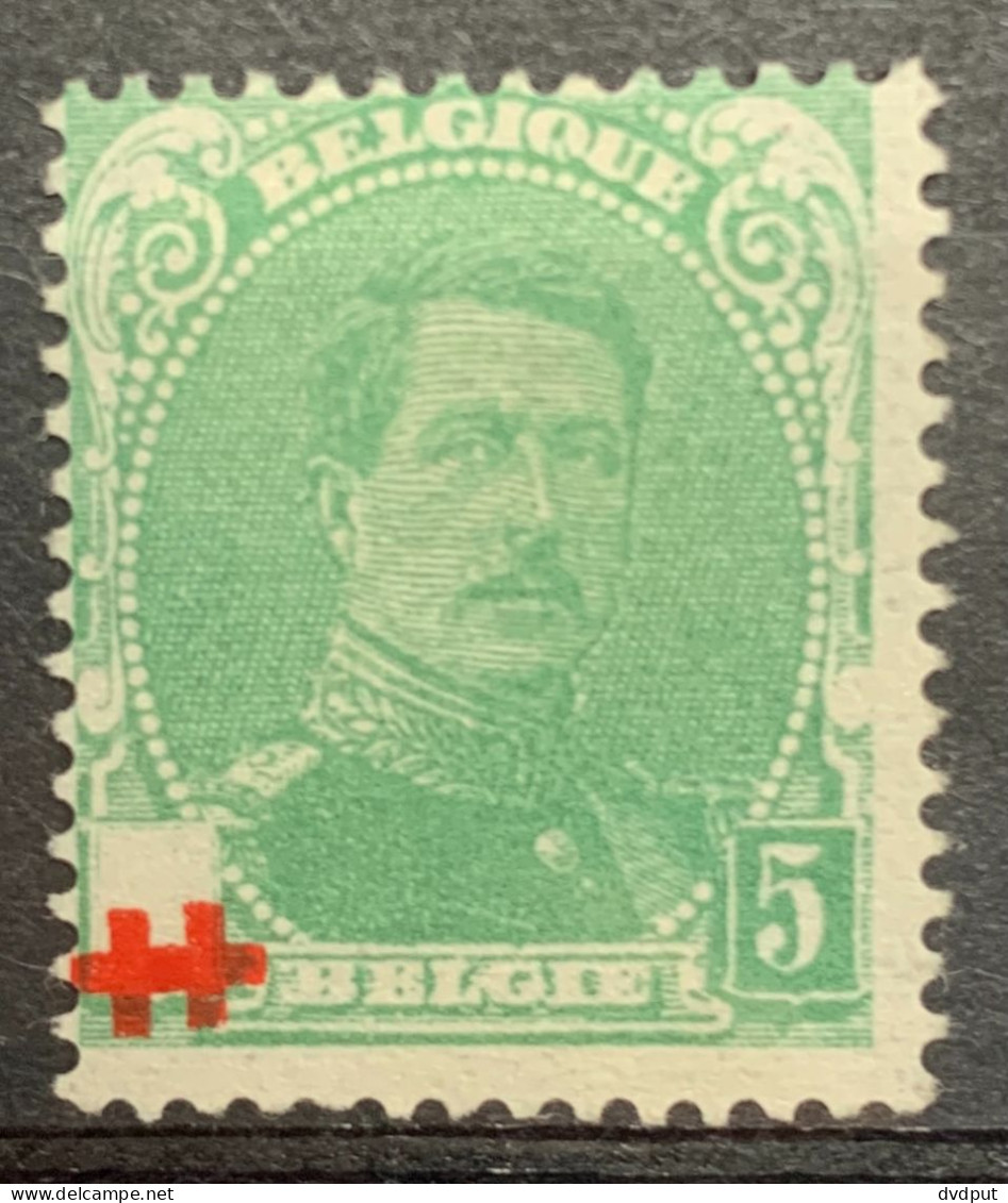 België, 1914, Nr 129, Dubbele Opdruk, Ongebruikt *,  Zegel VALS, Documentatie - 1914-1915 Rotes Kreuz