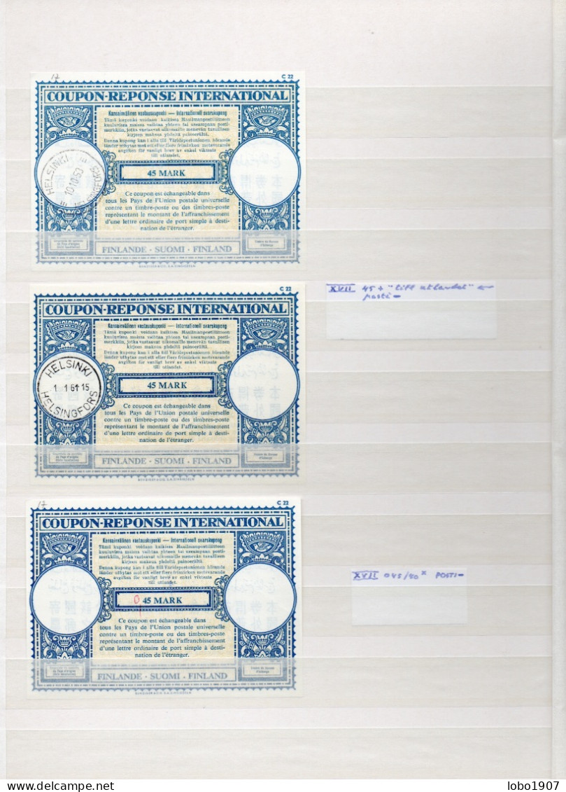 FINLAND Collection 26 International Reply Coupon Reponse Cupon Respuesta IRC IAS  From Coll. Wim Wiggers De Vries !! - Entiers Postaux