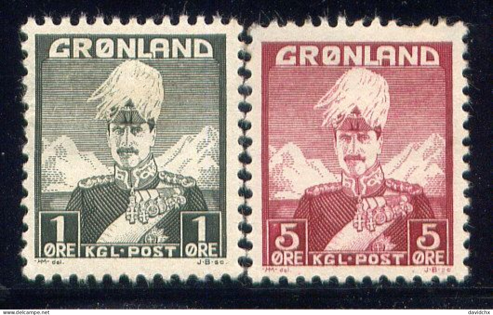 GREENLAND, NO.'S 1-2, MH - Unused Stamps