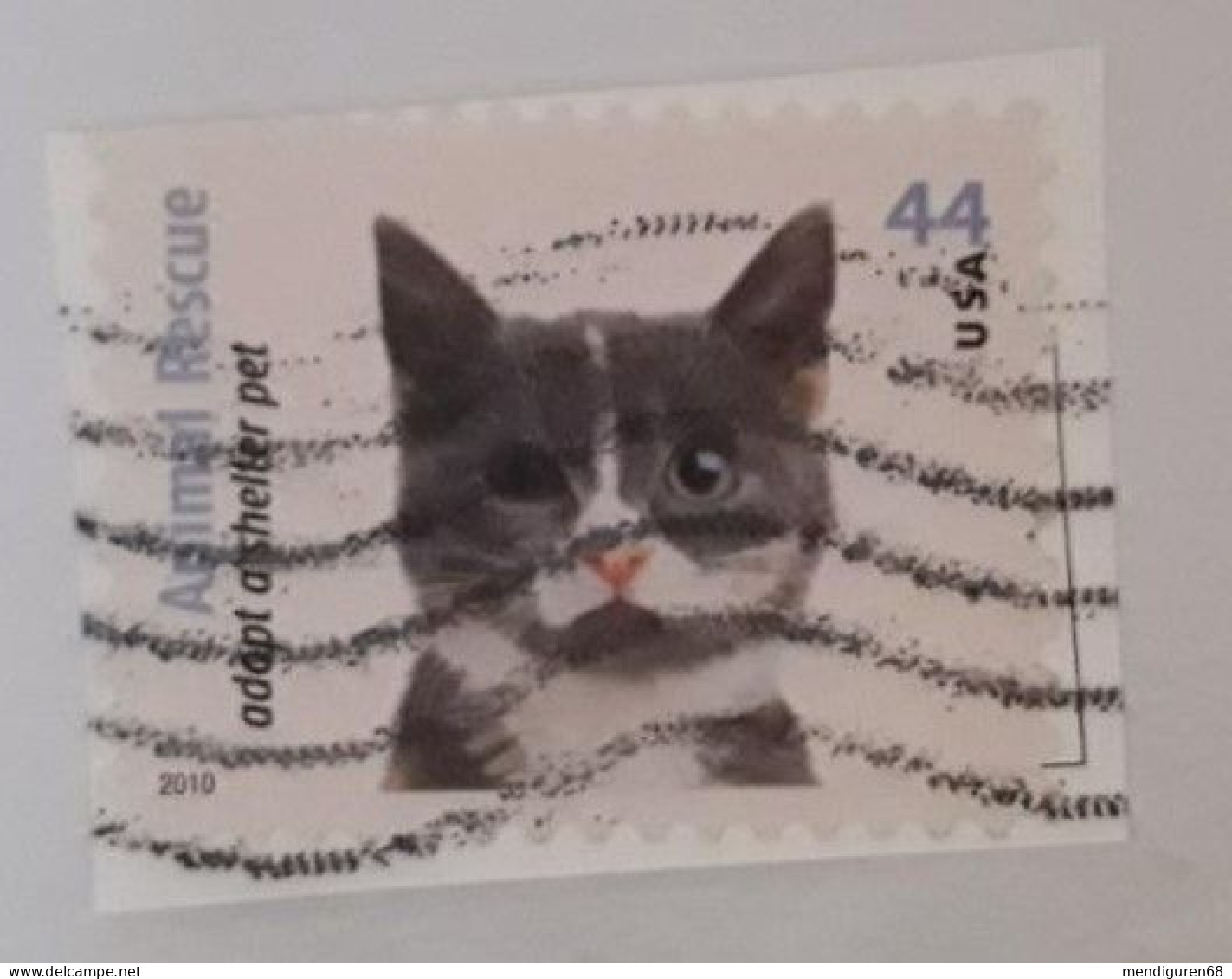 VERINIGTE STAATEN ETATS UNIS USA 2010 ANIMAL RESCUE:GREY, WHITE & TAN CAT 44¢ USED PAPER SC 4456 YT 4277 MI 4616 SG 5043 - Used Stamps