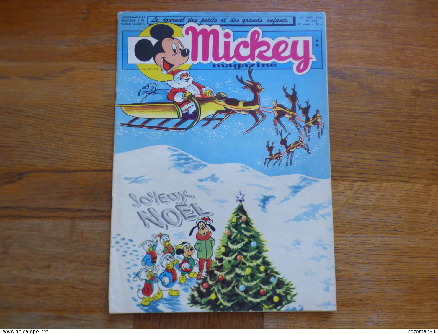JOURNAL MICKEY BELGE SPECIAL N° 376 Du 19/12/1957 COVER JOYEUX NOEL  + DAVY CROKETT - Journal De Mickey