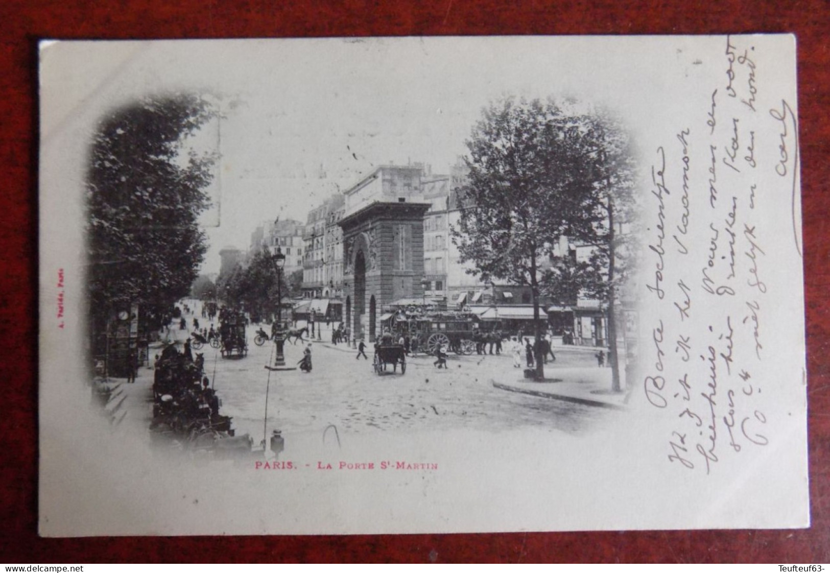 Cpa Paris : La Porte Saint-Martin 1900 Belle Oblitération - Places, Squares