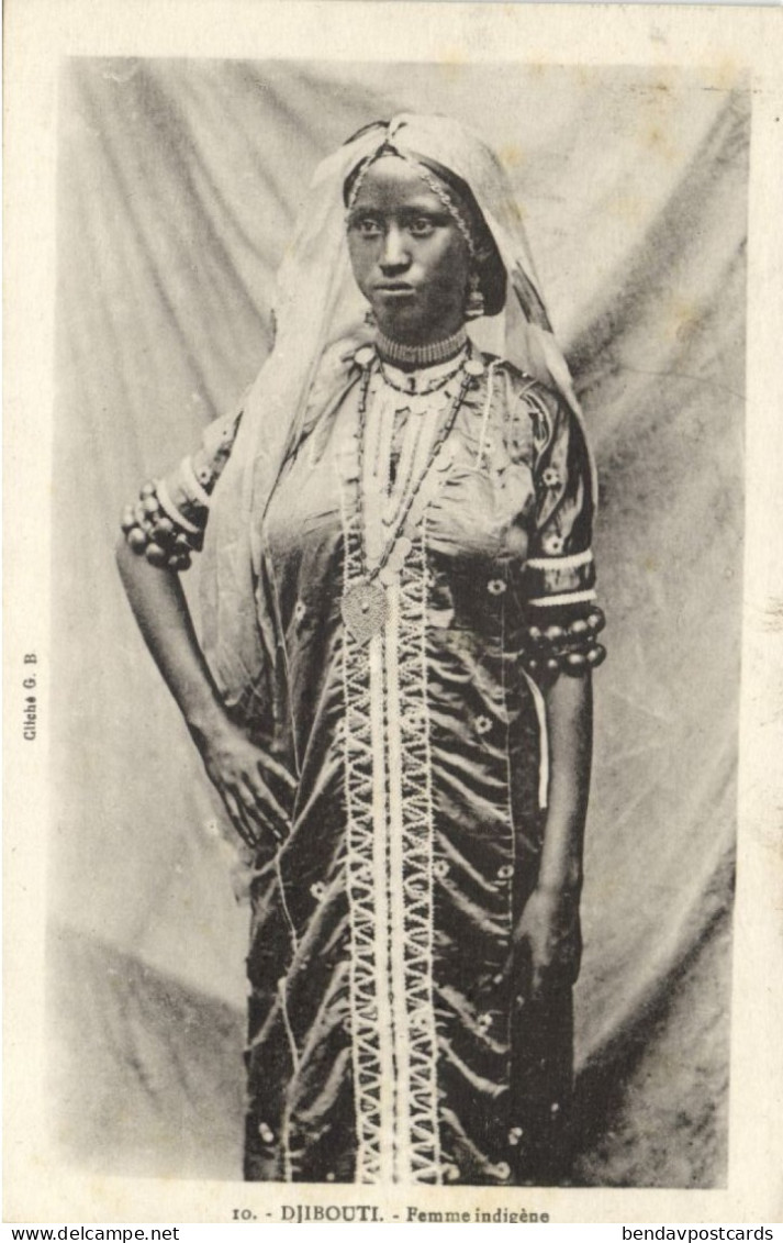 Djibouti, Femme Indigène, Native Girl, Necklace Jewelry (1930s) Postcard - Djibouti