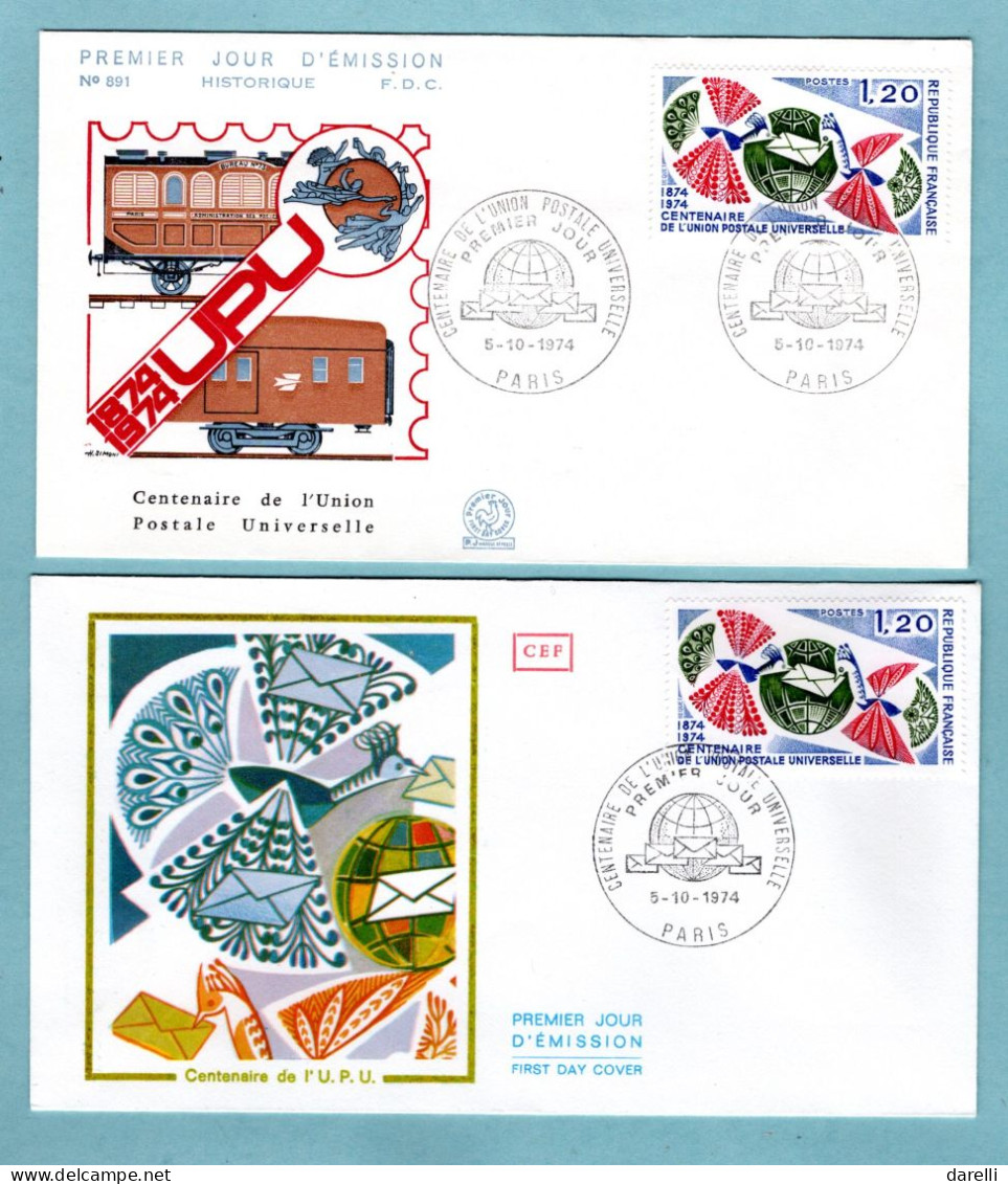 FDC France 1974 - Centenaire De Union Postale Universelle - UPU - YT 1817 - Paris - 1970-1979