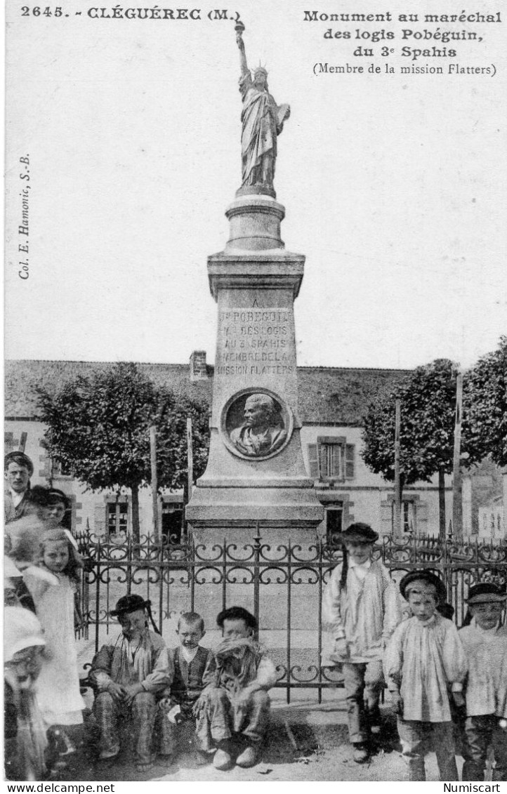 Cléguérec Animée Monument Maréchal Des Logis Pobéguin 3e Spahis - Cleguerec