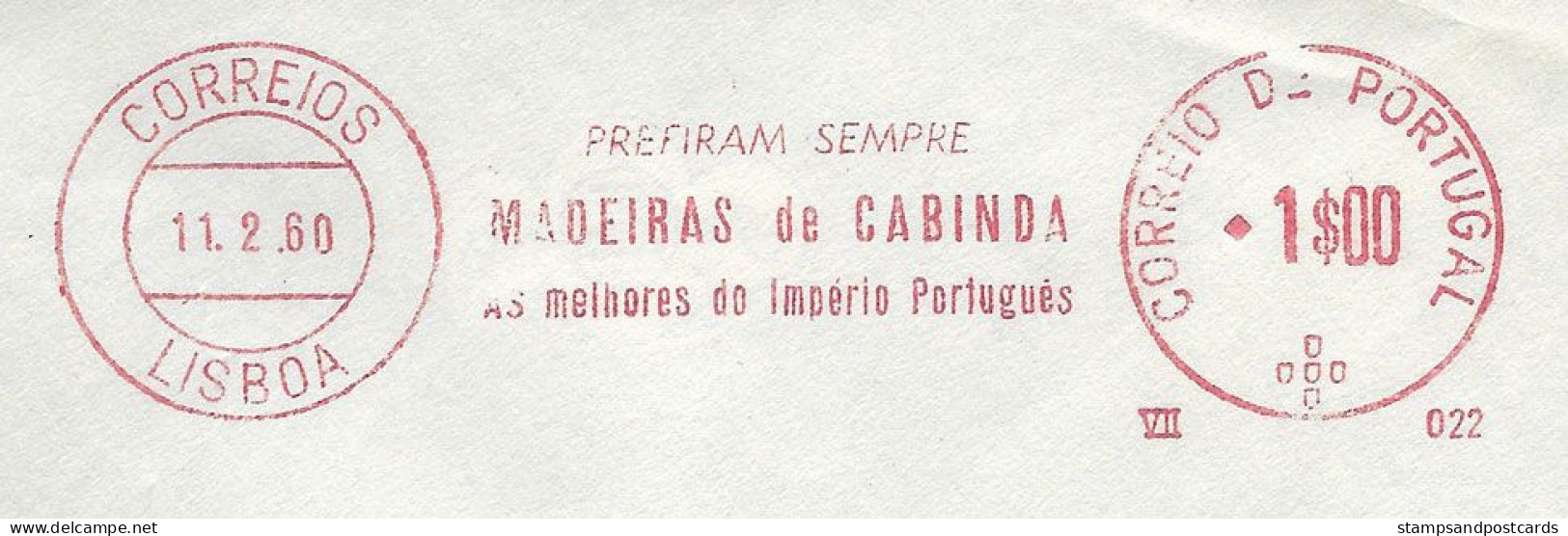 Portugal EMA Cachet Rouge Pub Bois De Cabinda Le Meilleur De L'empire Portugais Angola 1960 Cabinda Woods Meter Franking - Machines à Affranchir (EMA)