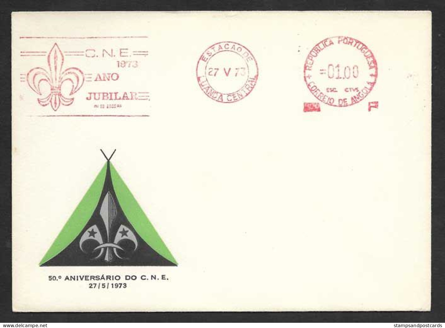 Angola Portugal EMA Scoutisme Scouts 50 Ans CNE 1973 Meter Stamp Scouting 1973 - Briefe U. Dokumente