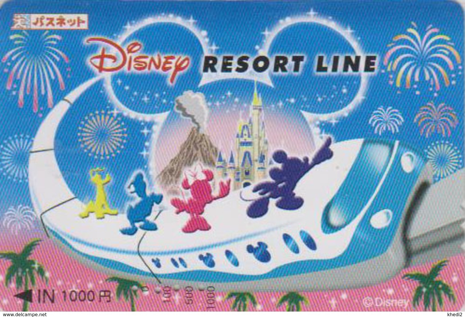 Carte Prépayée JAPON - DISNEY RESORT LINE - Train Mickey Minnie Donald Feu D'artifice - JAPAN Prepaid Card - Disney