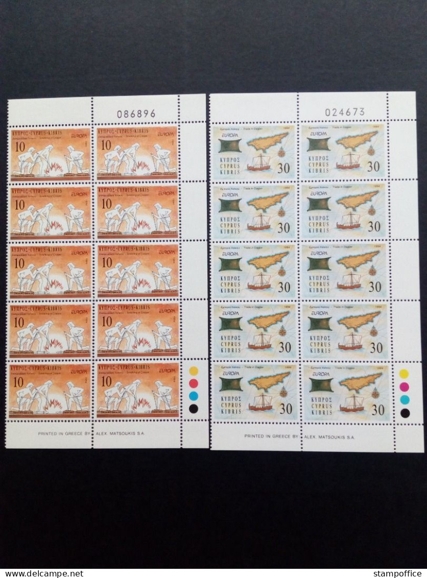 ZYPERN MI-NR. 819-820 POSTFRISCH(MINT) 10er BLOCK EUROPA 1994 ENTDECKUNGEN Und ERFINDUNGEN - Unused Stamps
