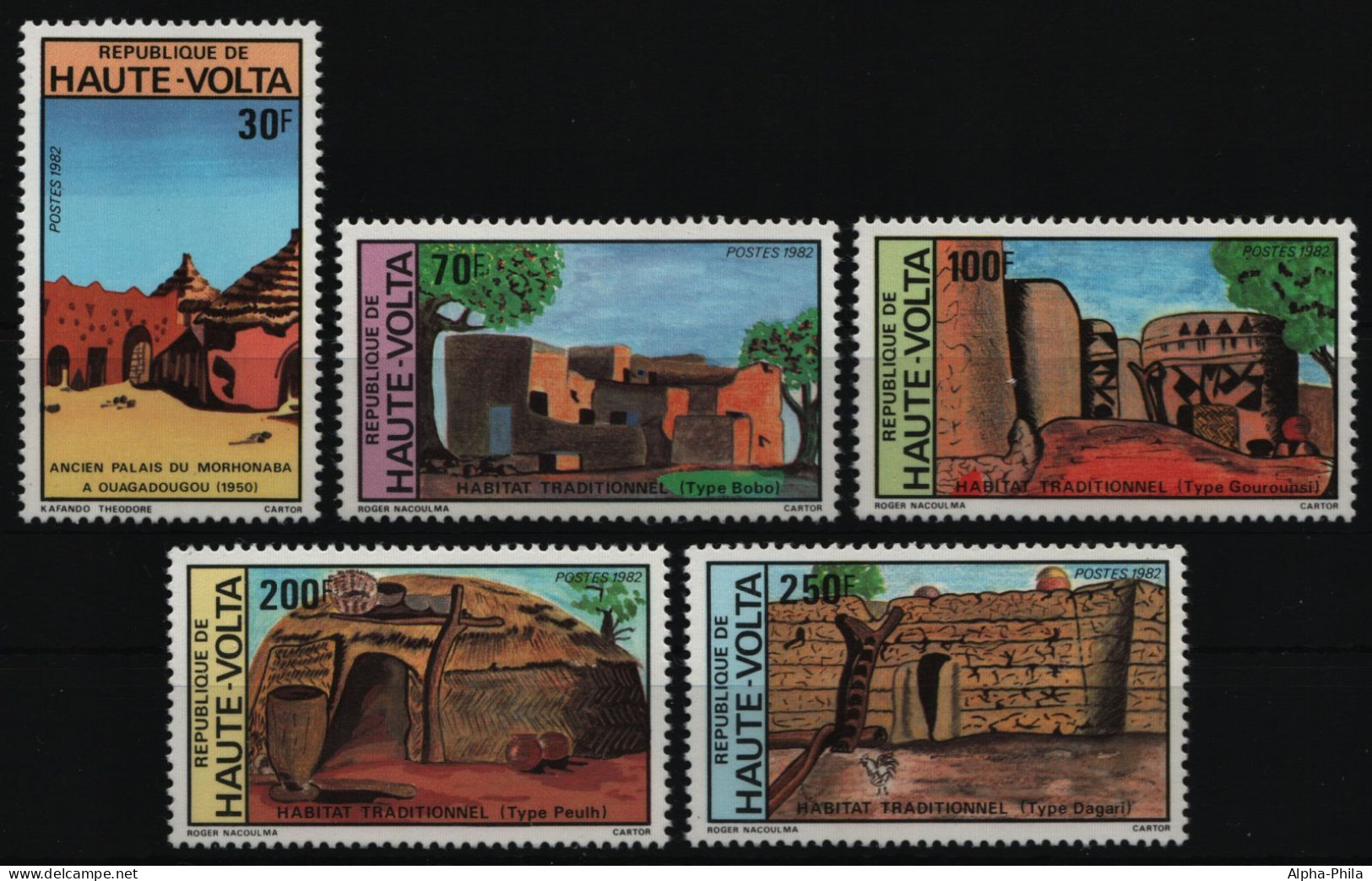 Obervolta 1982 - Mi-Nr. 859-863 ** - MNH - Traditionelle Häuser - Alto Volta (1958-1984)