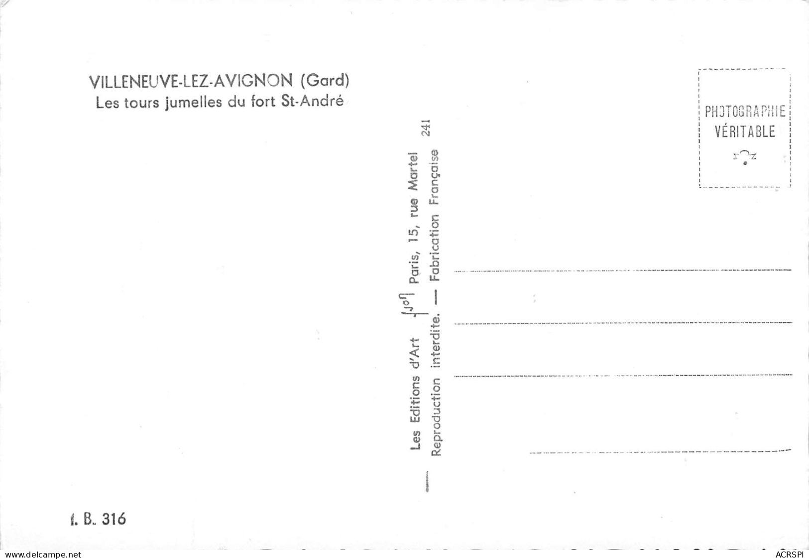 30  Villeneuve-lès-Avignon Les Tours Jumelles Du Fort Saint-André    (scan R/V) 6 \PC1206 - Villeneuve-lès-Avignon