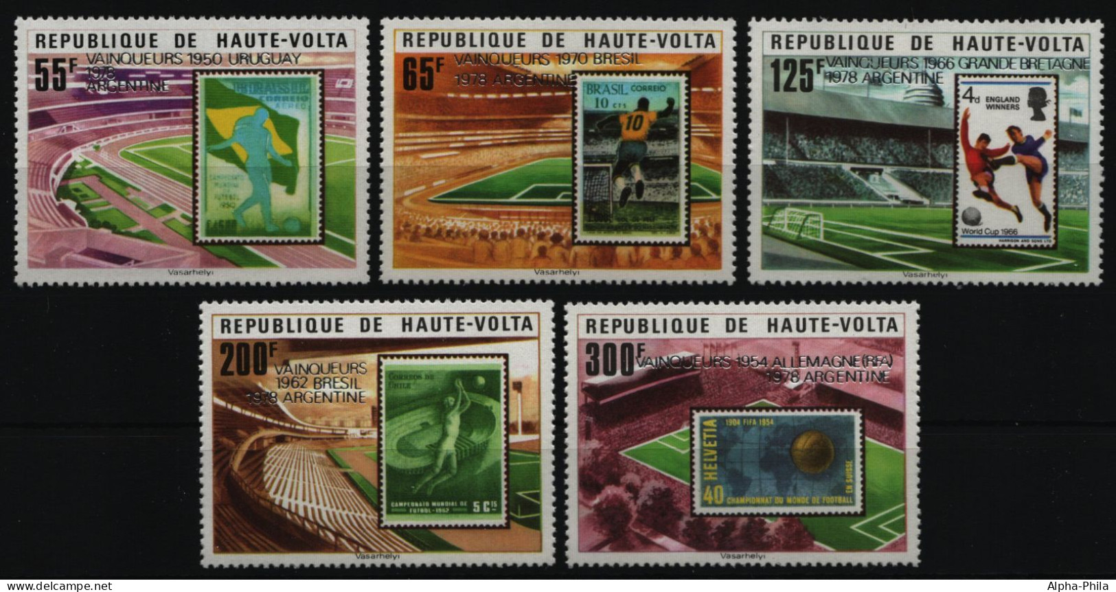 Obervolta 1979 - Mi-Nr. 740-744 ** - MNH - Fußball / Soccer - Upper Volta (1958-1984)