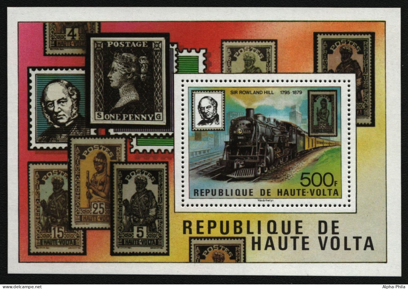Obervolta 1979 - Mi-Nr. Block 53 ** - MNH - Eisenbahn / Trains - Rowland Hill - Upper Volta (1958-1984)