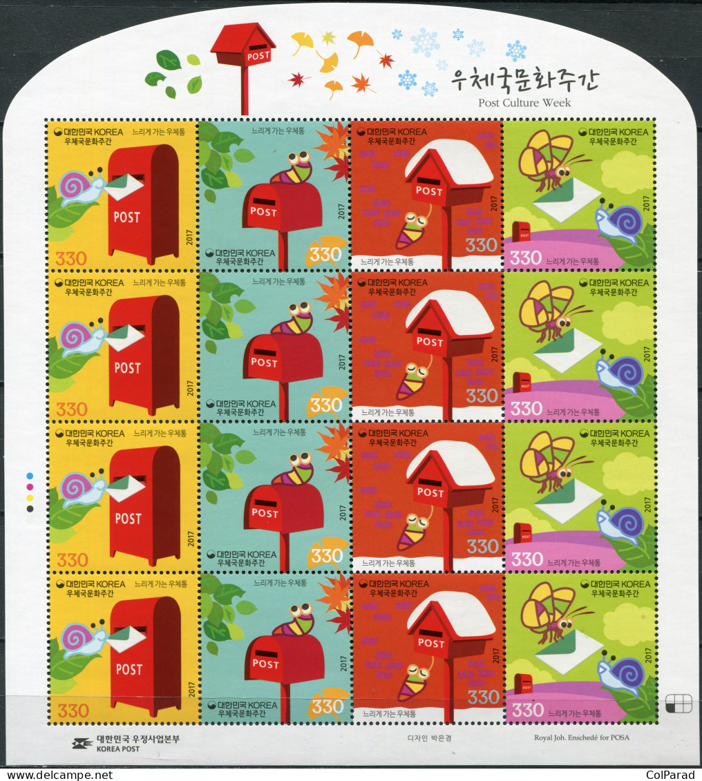 SOUTH KOREA - 2017 - MINIATURE SHEET MNH ** - Post Culture Week - Corée Du Sud