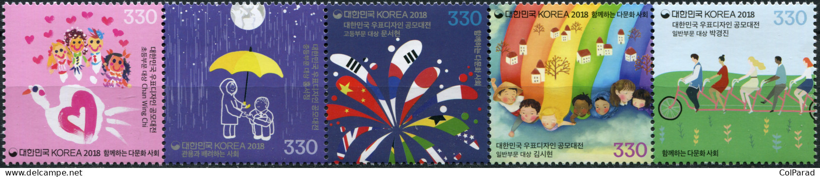 SOUTH KOREA - 2018 - BLOCK OF 5 STAMPS MNH ** - Multicultural Korea - Corée Du Sud